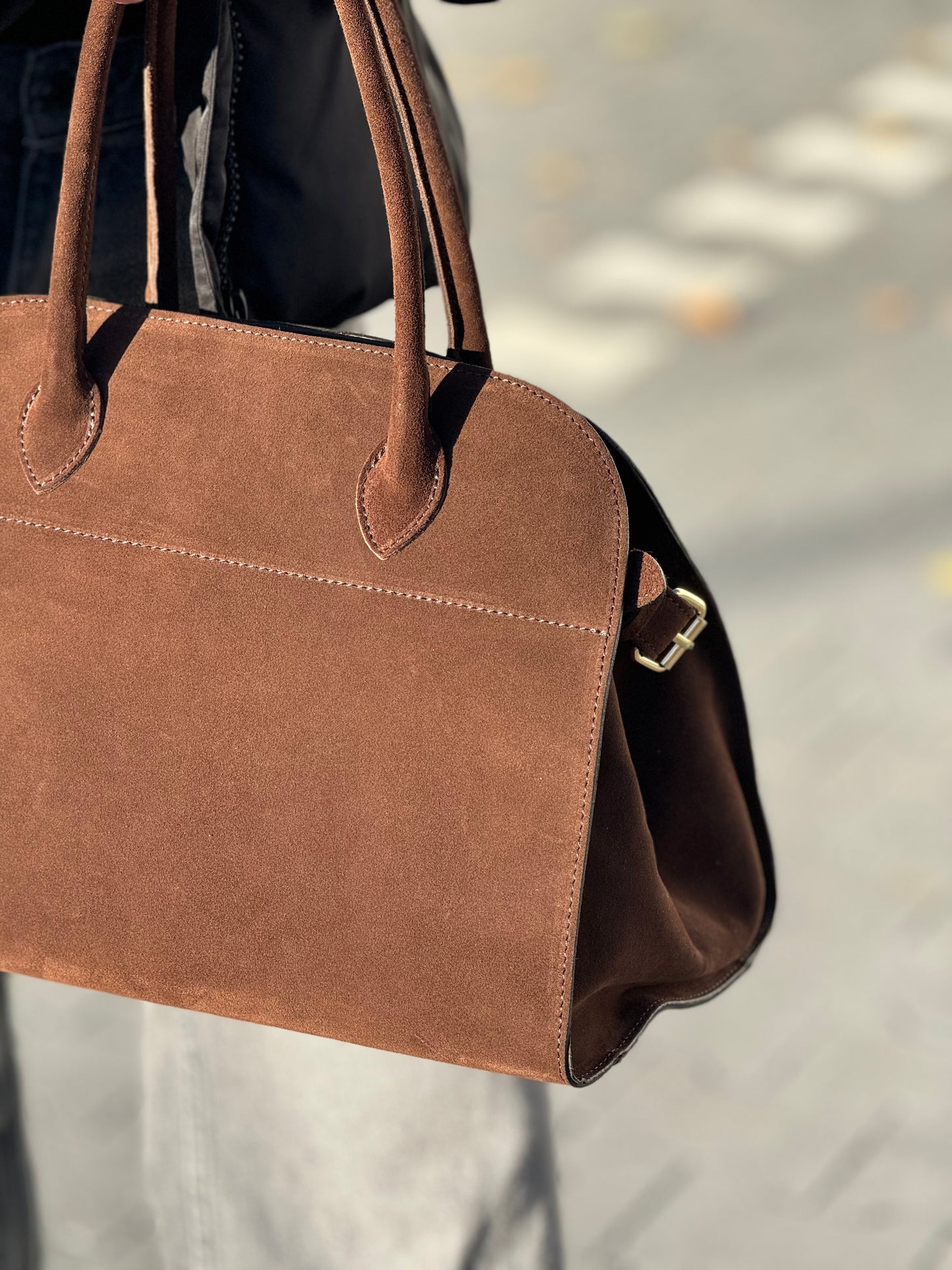 Borsa tote grande in pelle scamosciata