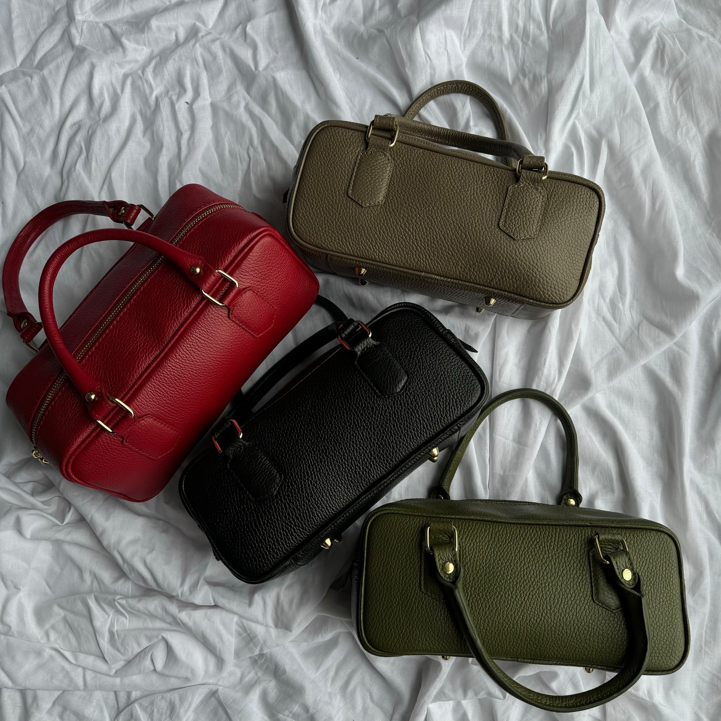 borsa baguette in pelle con tracolla