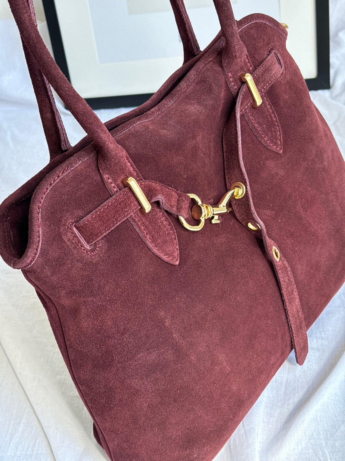 borsa in pelle scamosciata