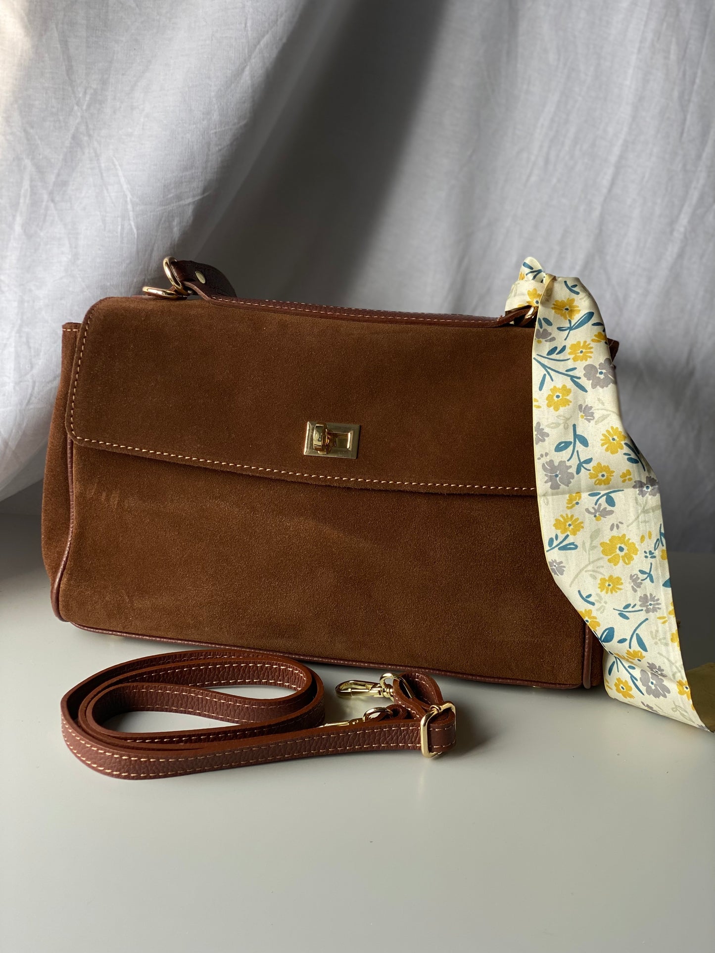 Borsa tote mini in pelle scamosciata