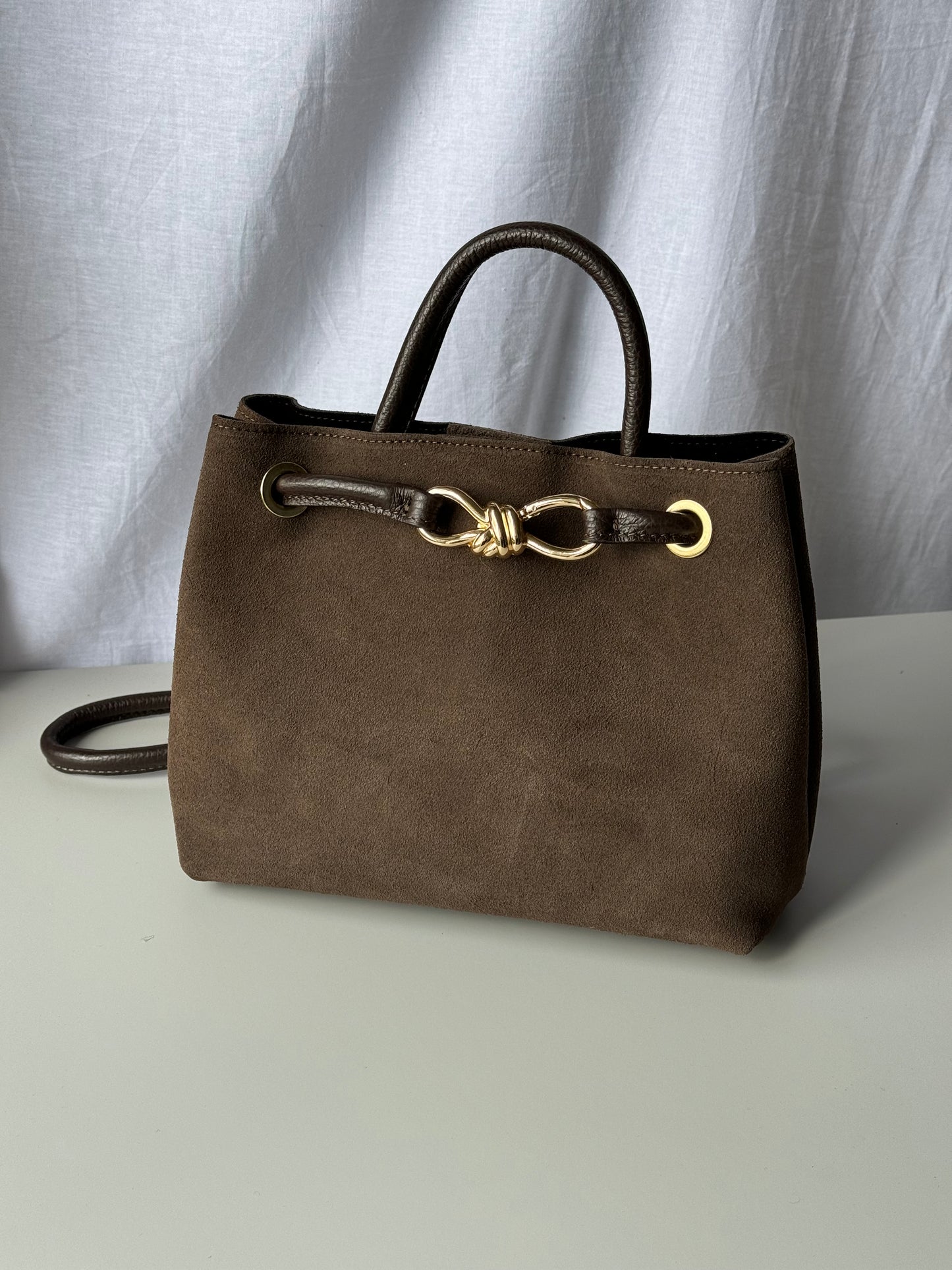 borsa in pelle scamosciata
