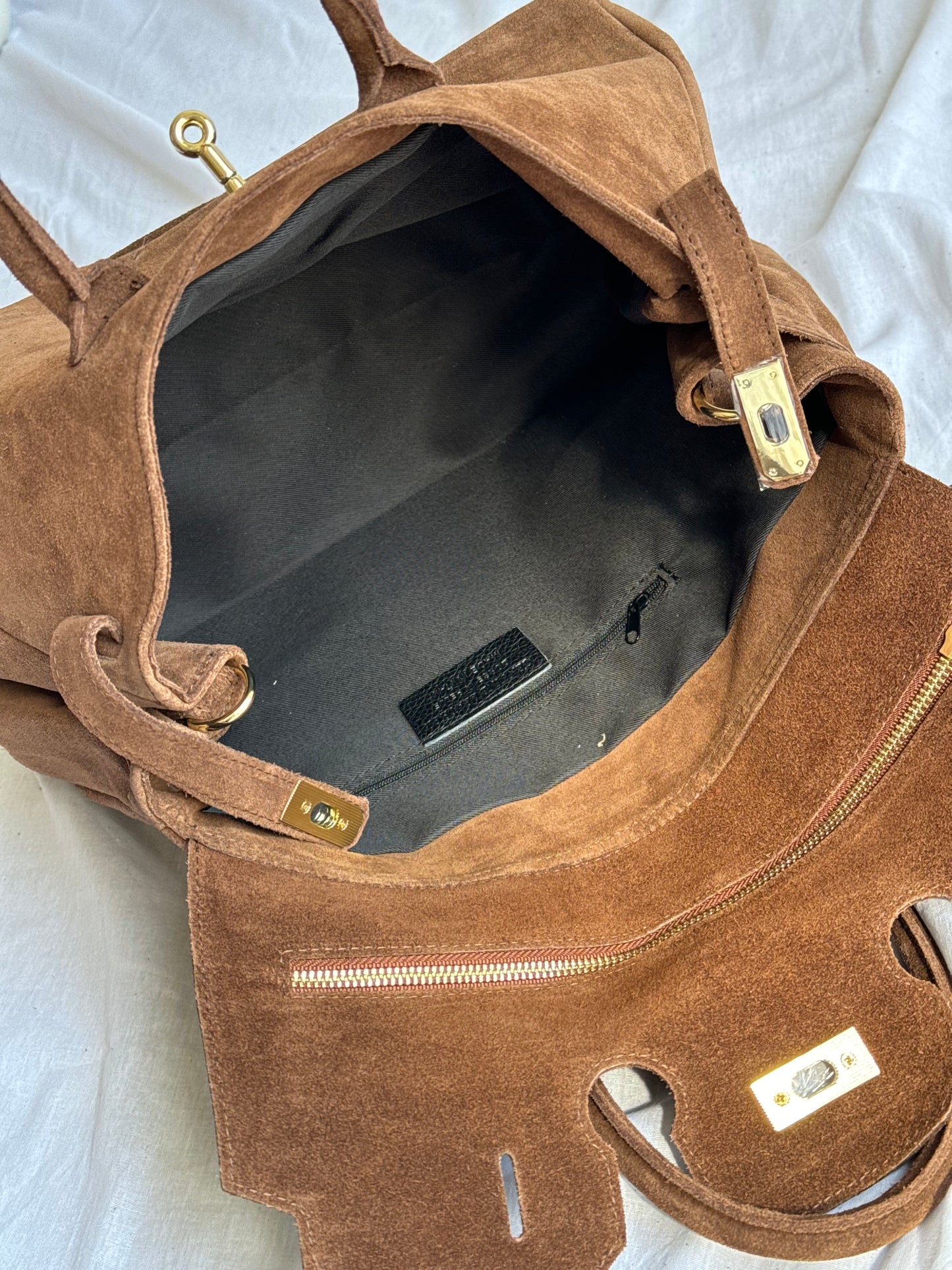 borsa in pelle scamosciata