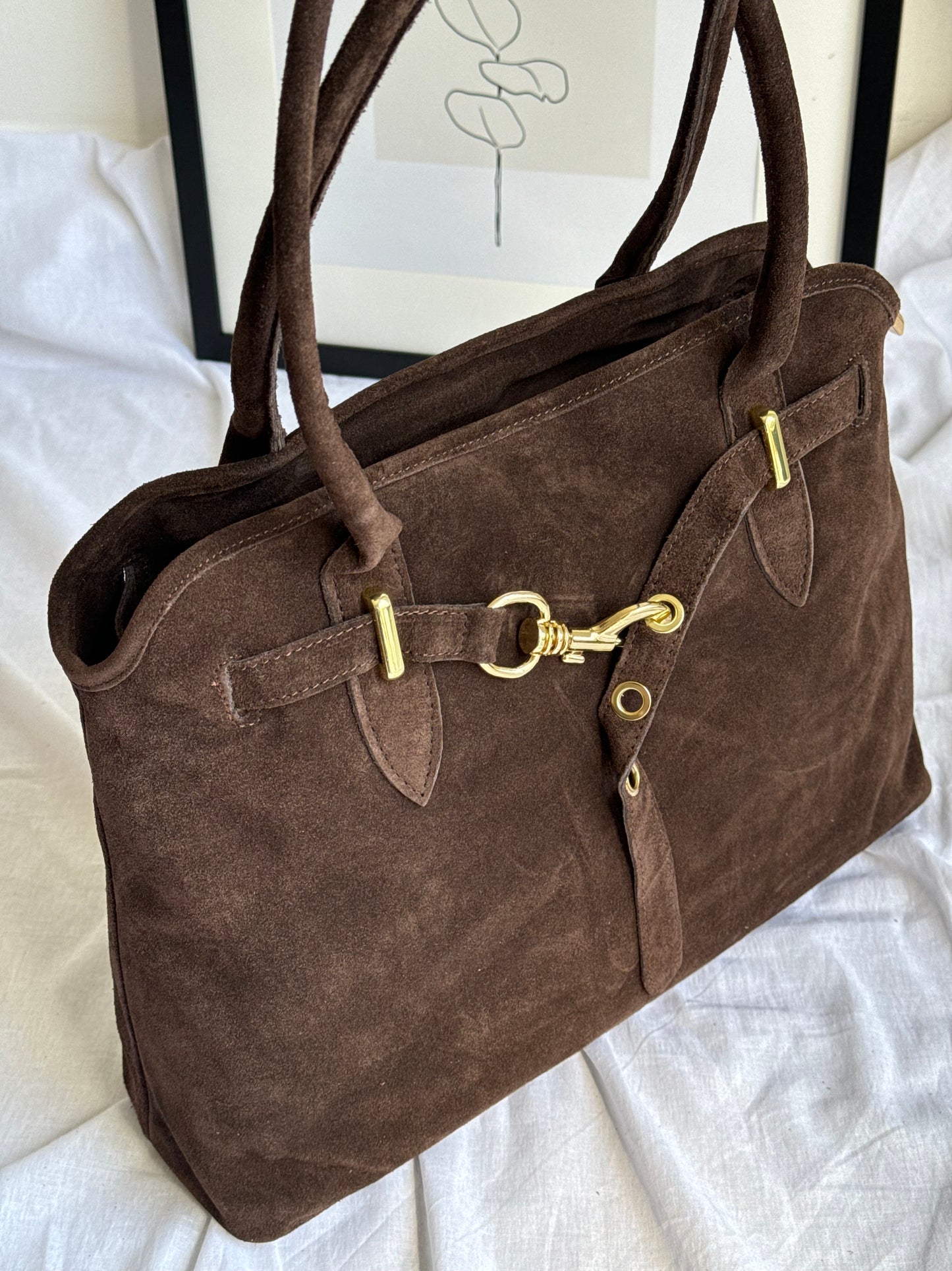 borsa in pelle scamosciata