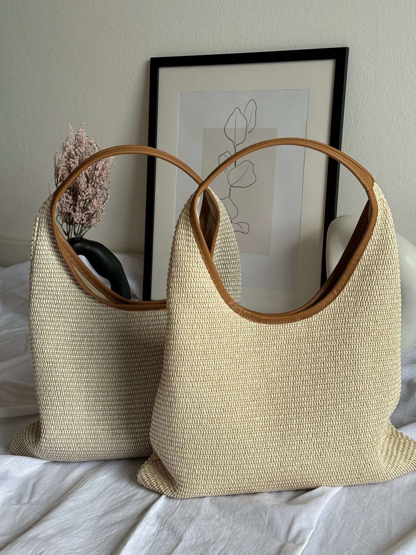 Borsa hobo in rafia