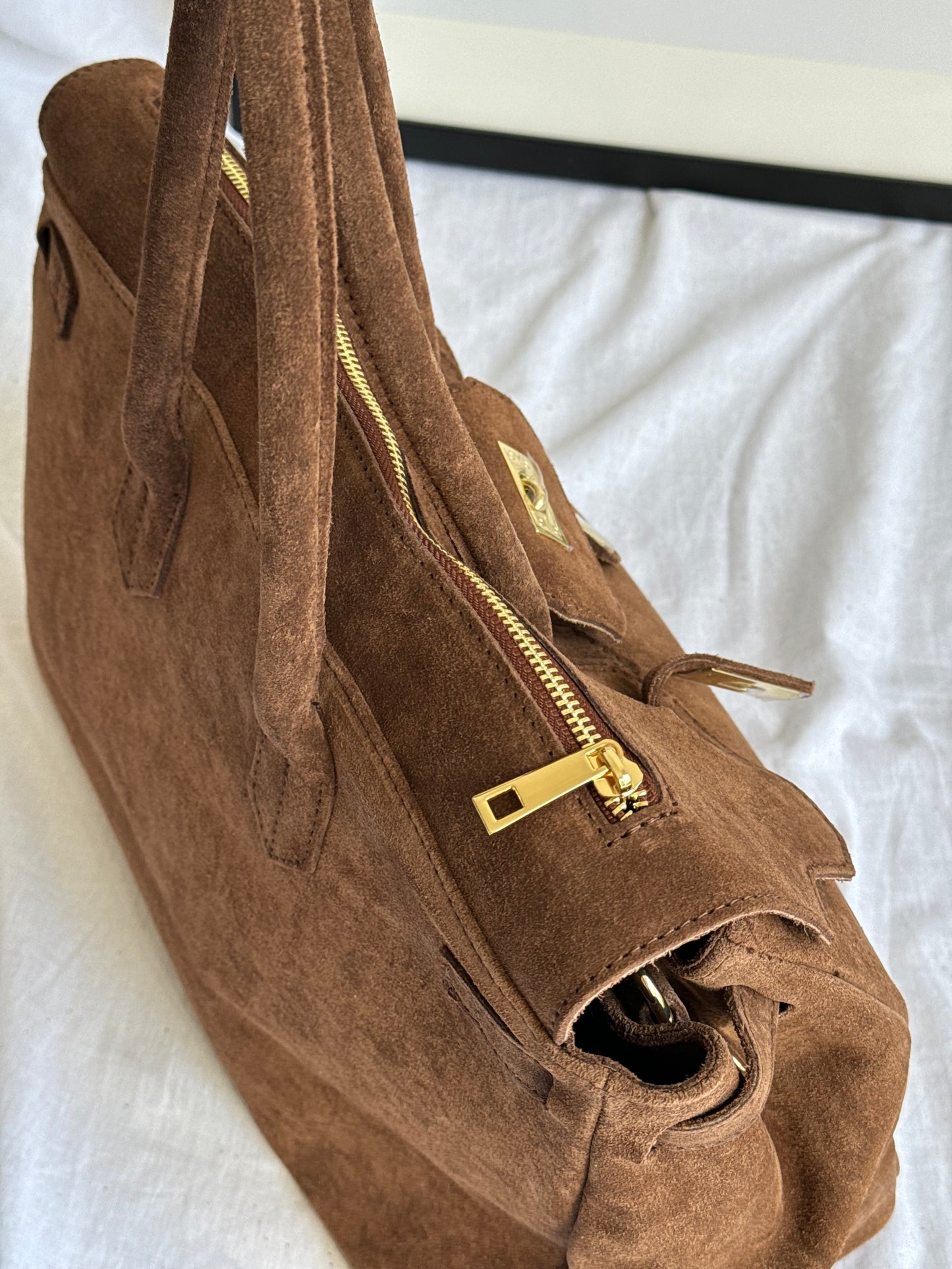borsa in pelle scamosciata