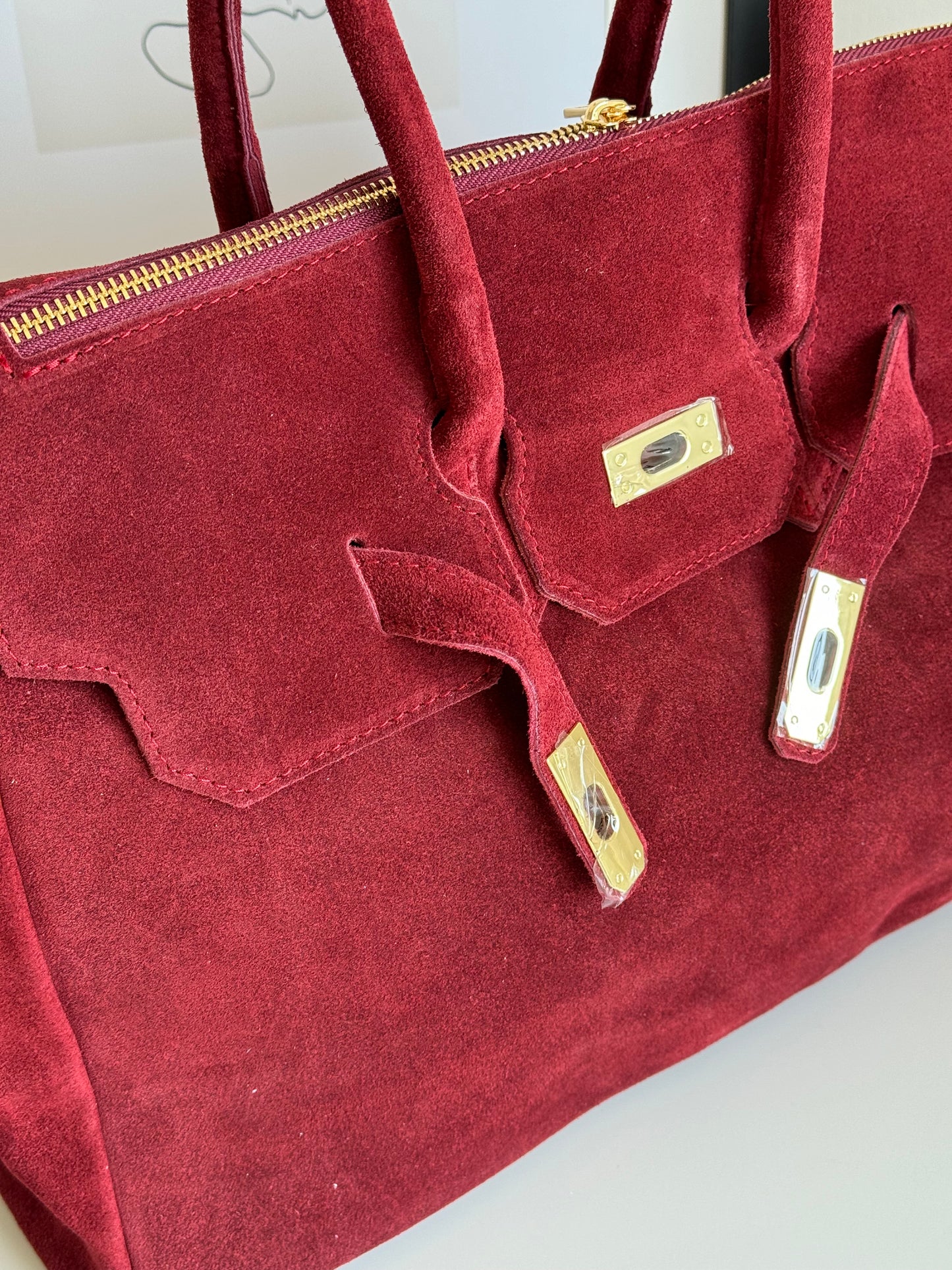 borsa in pelle scamosciata