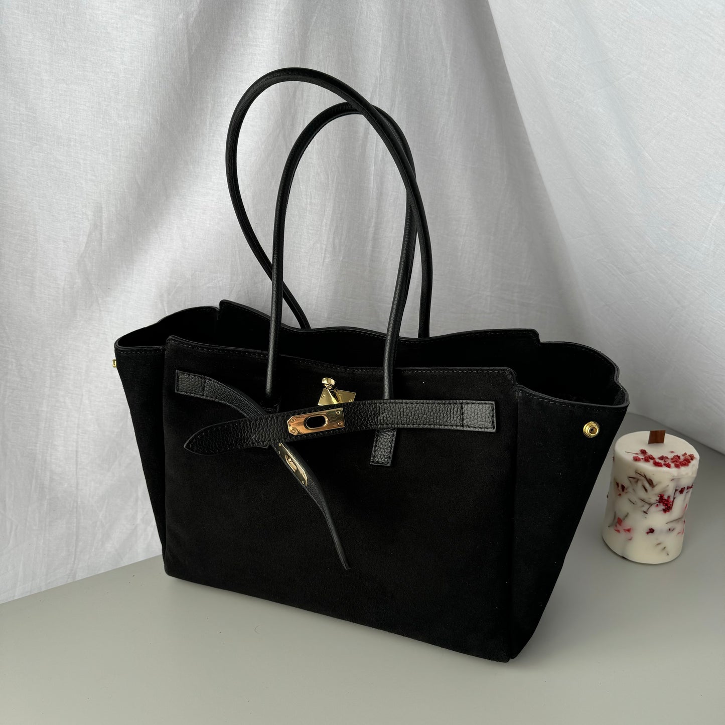 borsa in pelle scamosciata