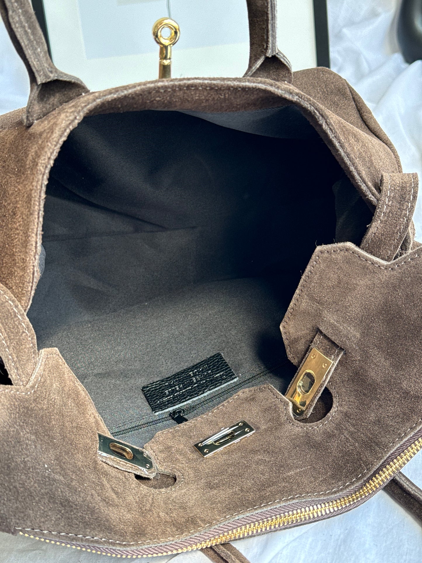 borsa in pelle scamosciata