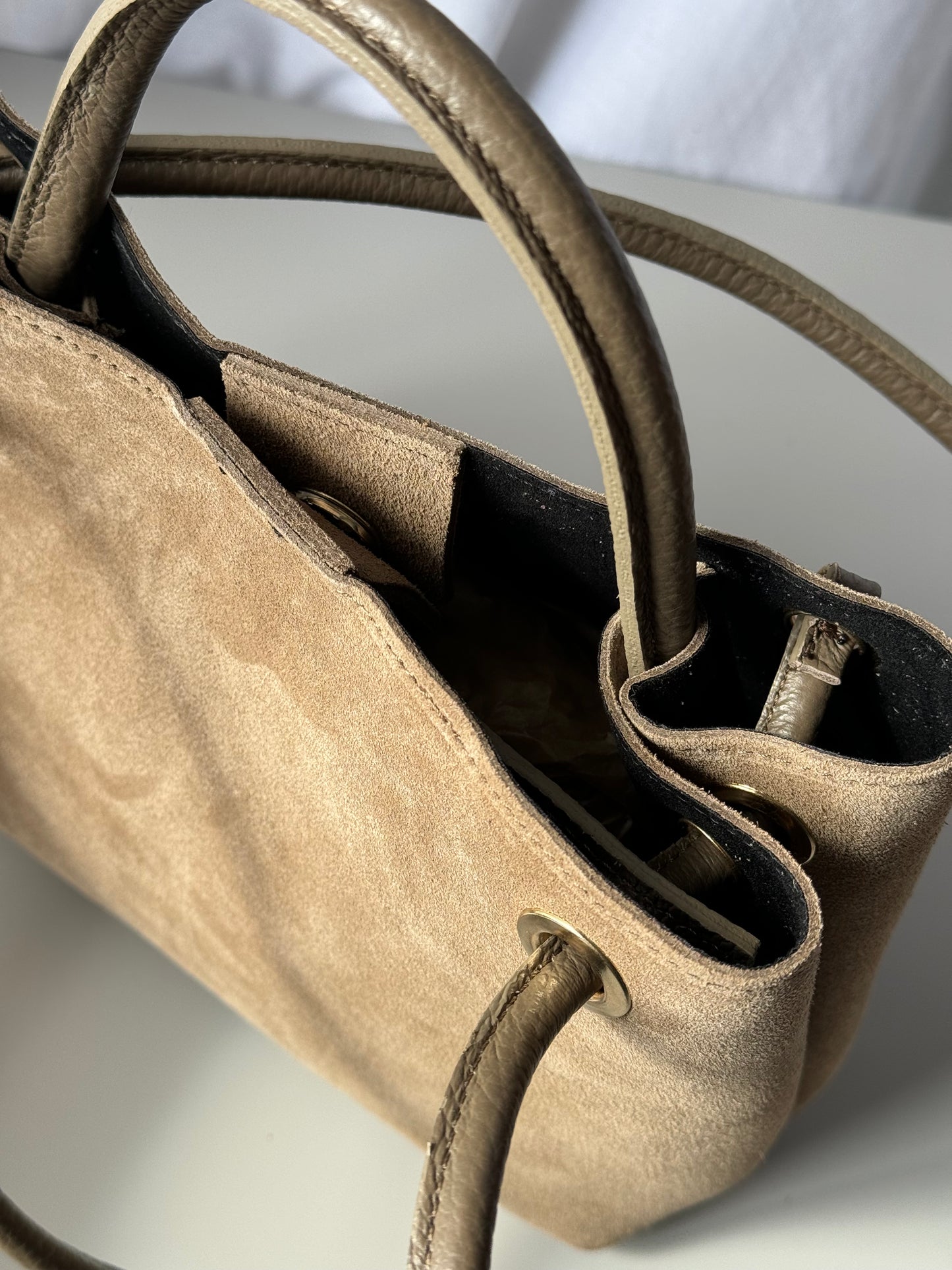 borsa in pelle scamosciata