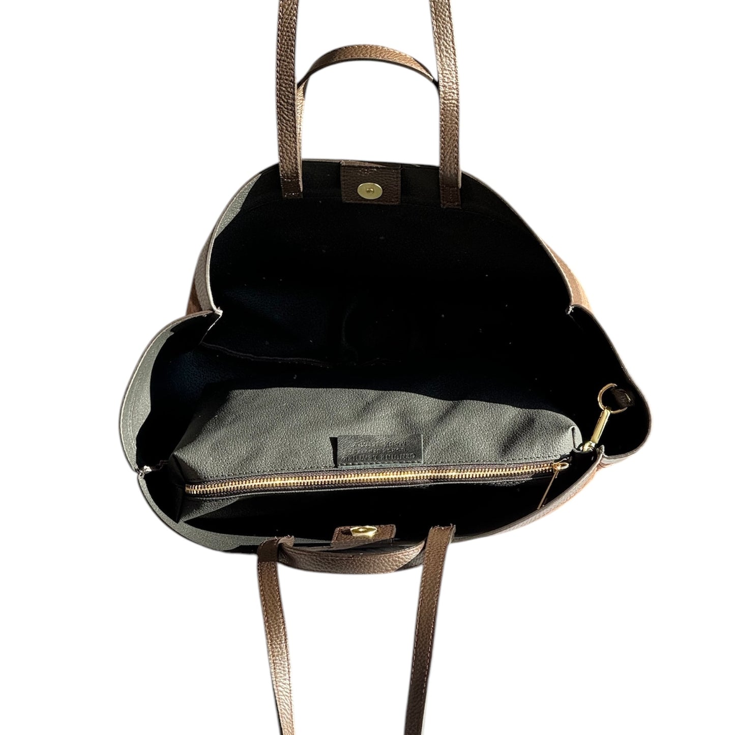 Borsa con doppio manico in pelle scamosciato