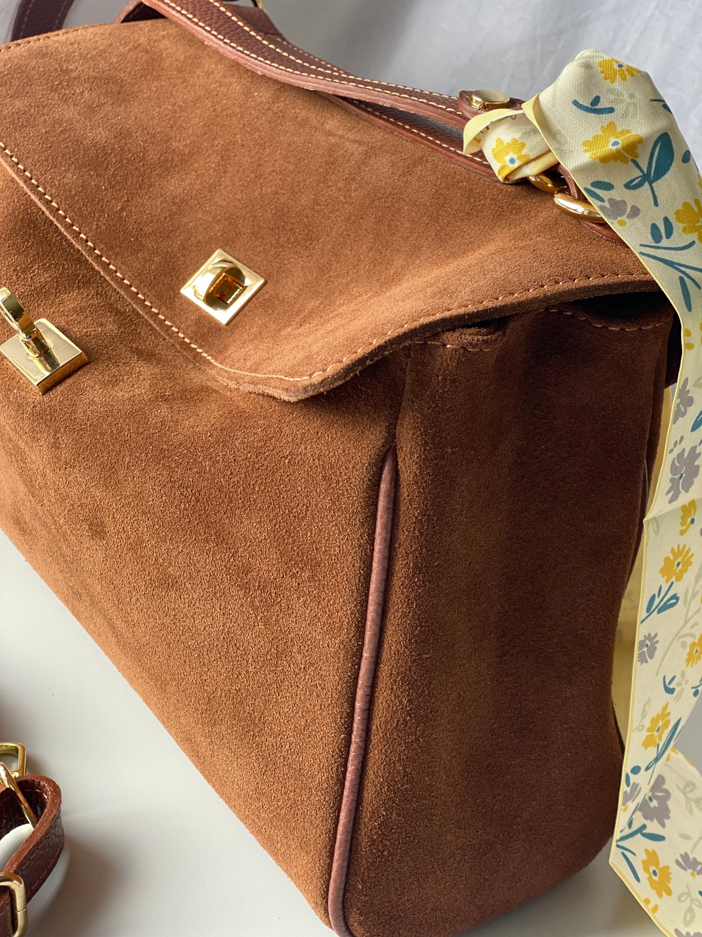 Borsa tote mini in pelle scamosciata