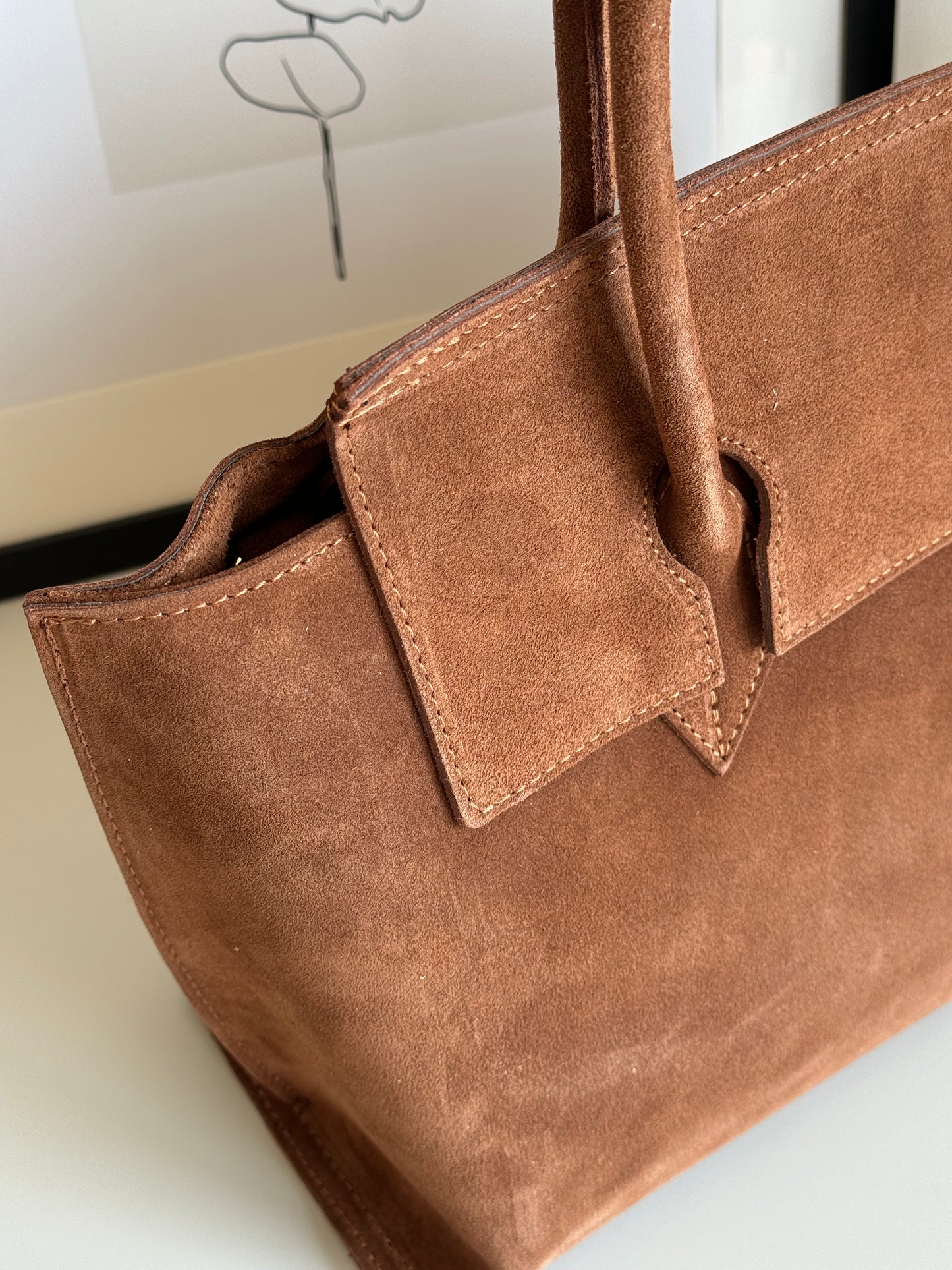 borsa in pelle scamosciata