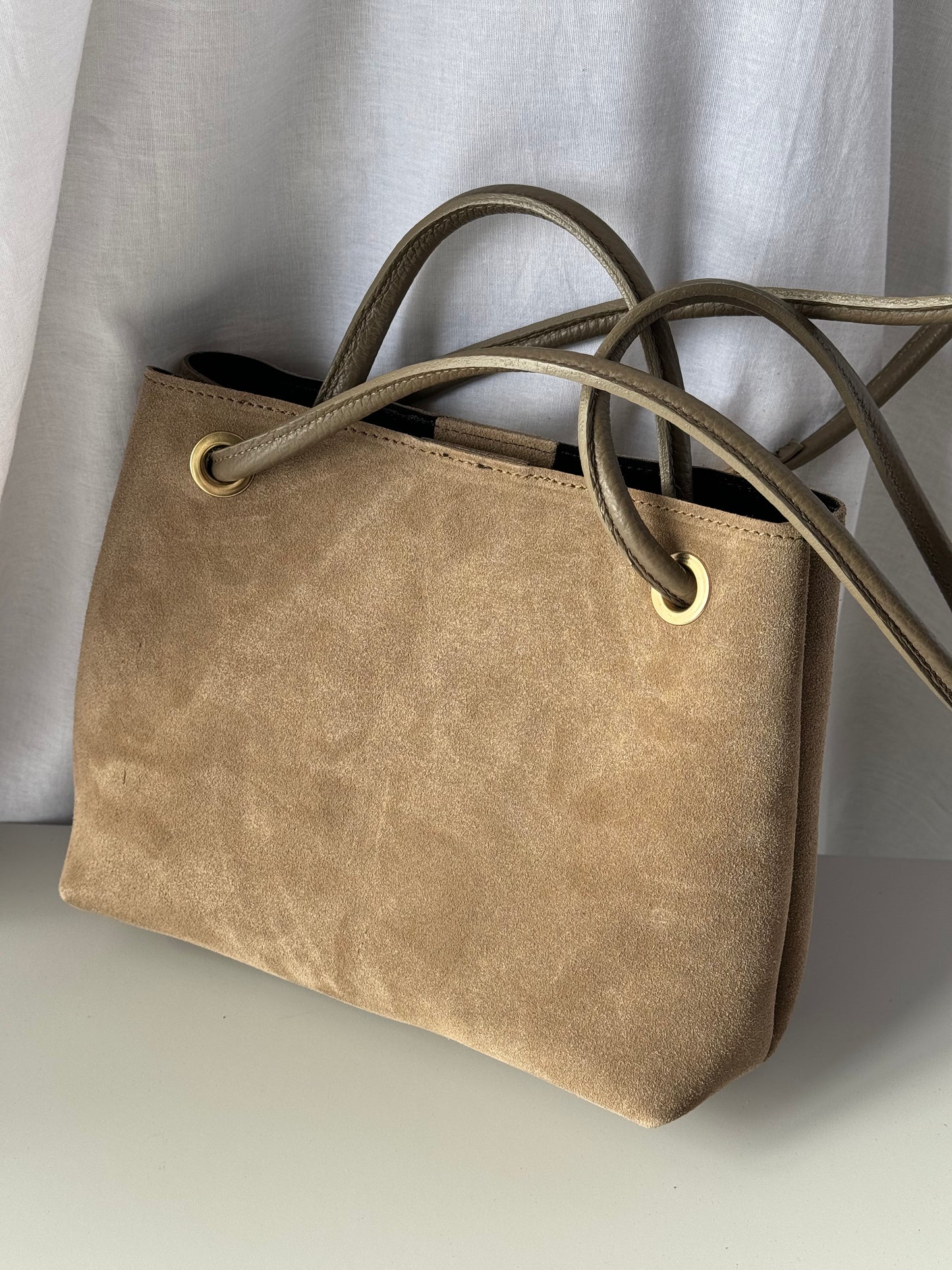 borsa in pelle scamosciata