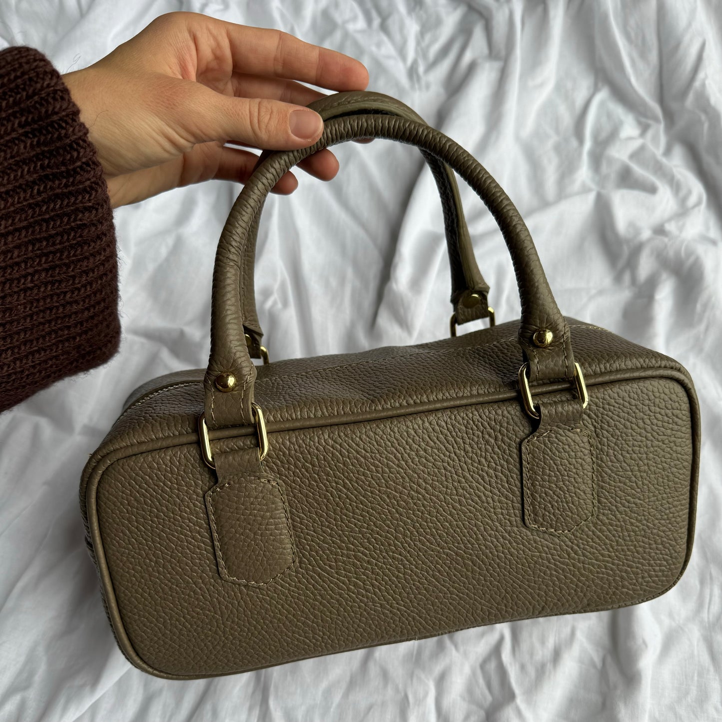 borsa baguette in pelle con tracolla