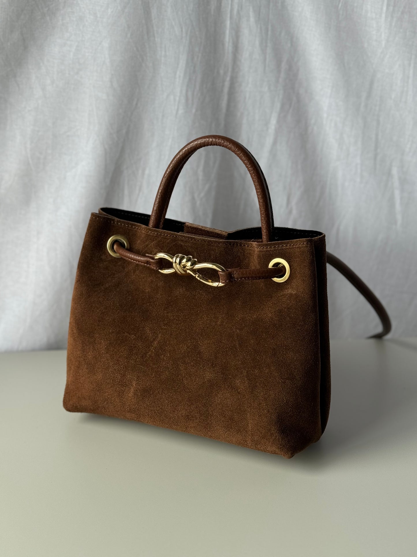 borsa in pelle scamosciata