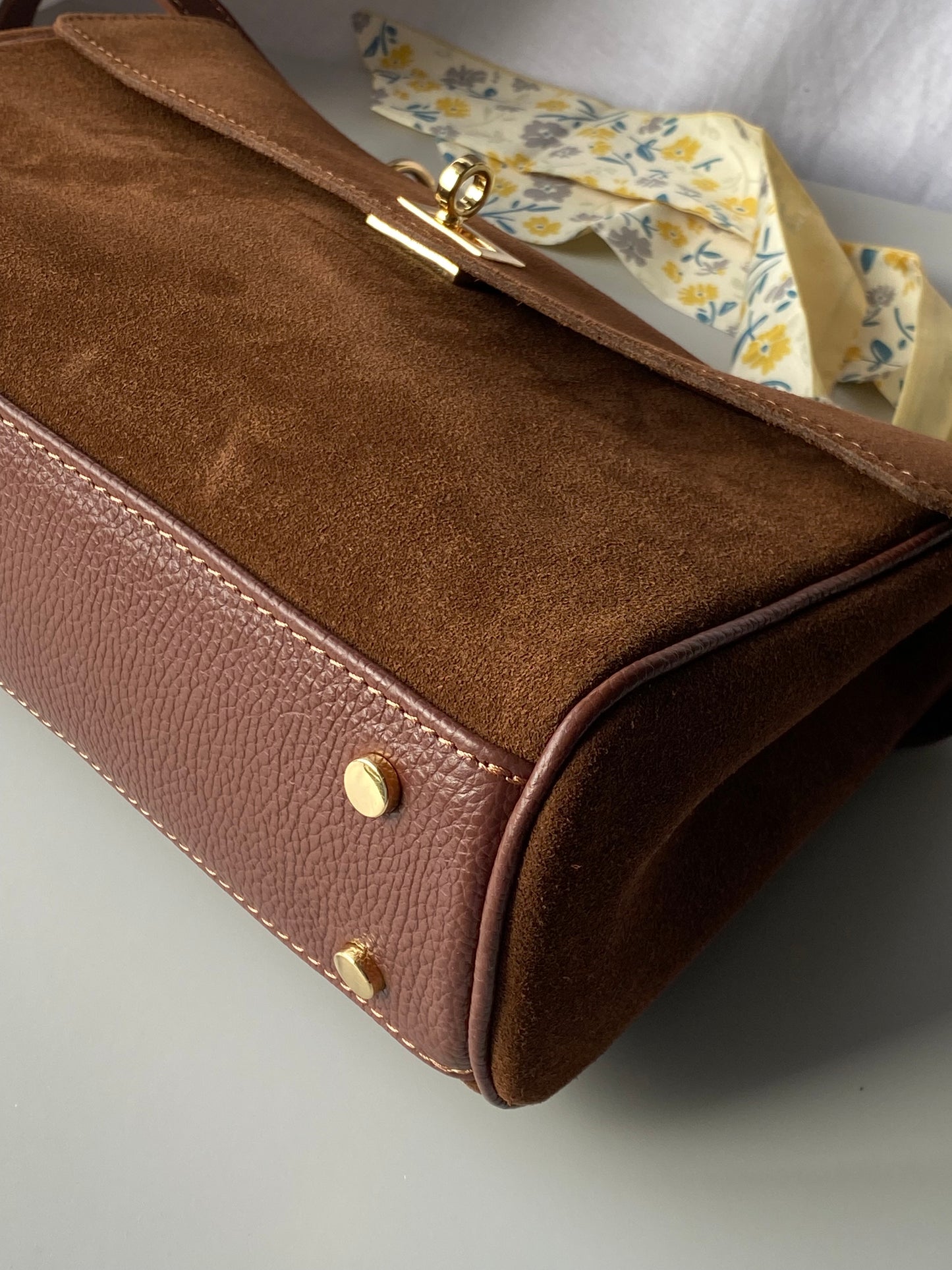 Borsa tote mini in pelle scamosciata