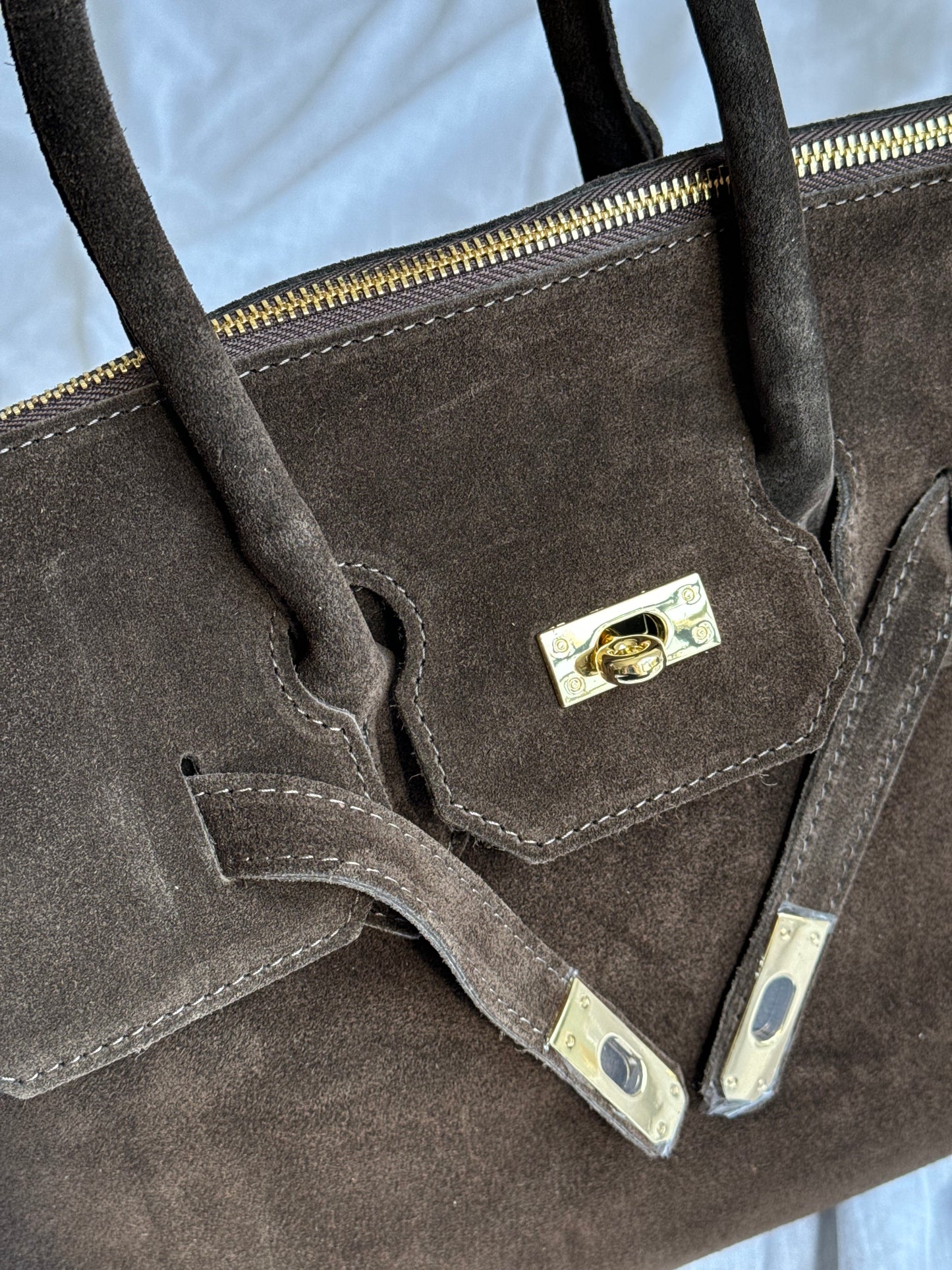 borsa in pelle scamosciata