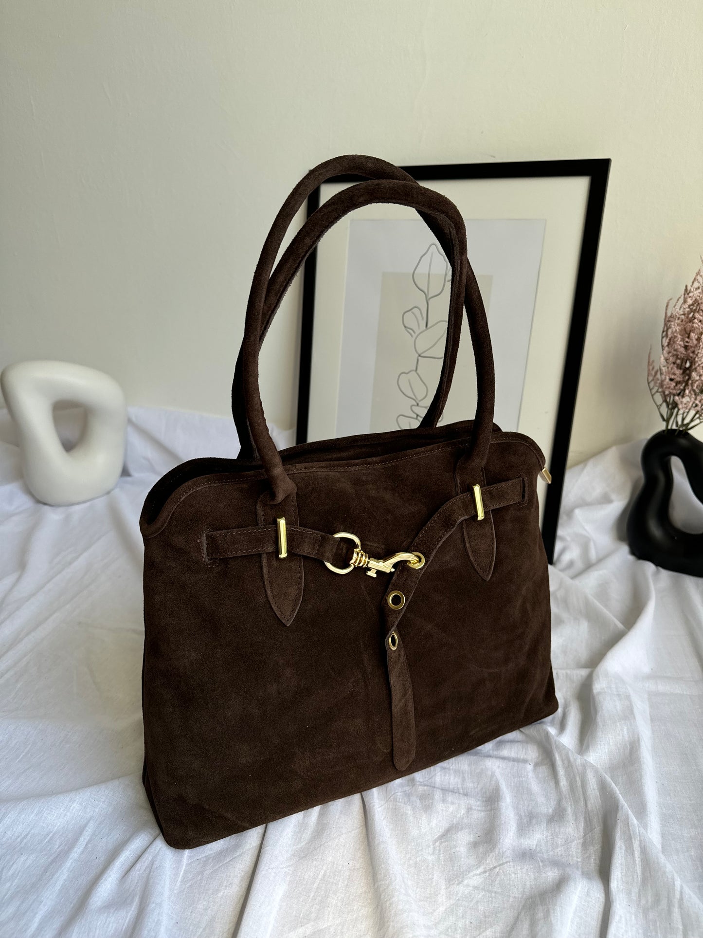 borsa in pelle scamosciata