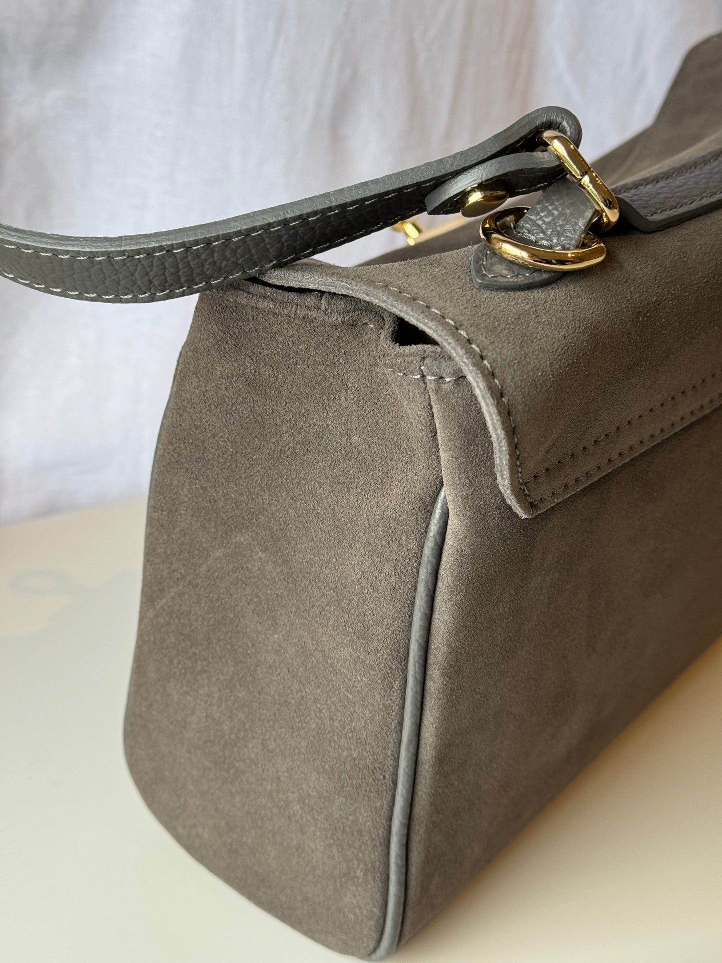 Borsa tote mini in pelle scamosciata