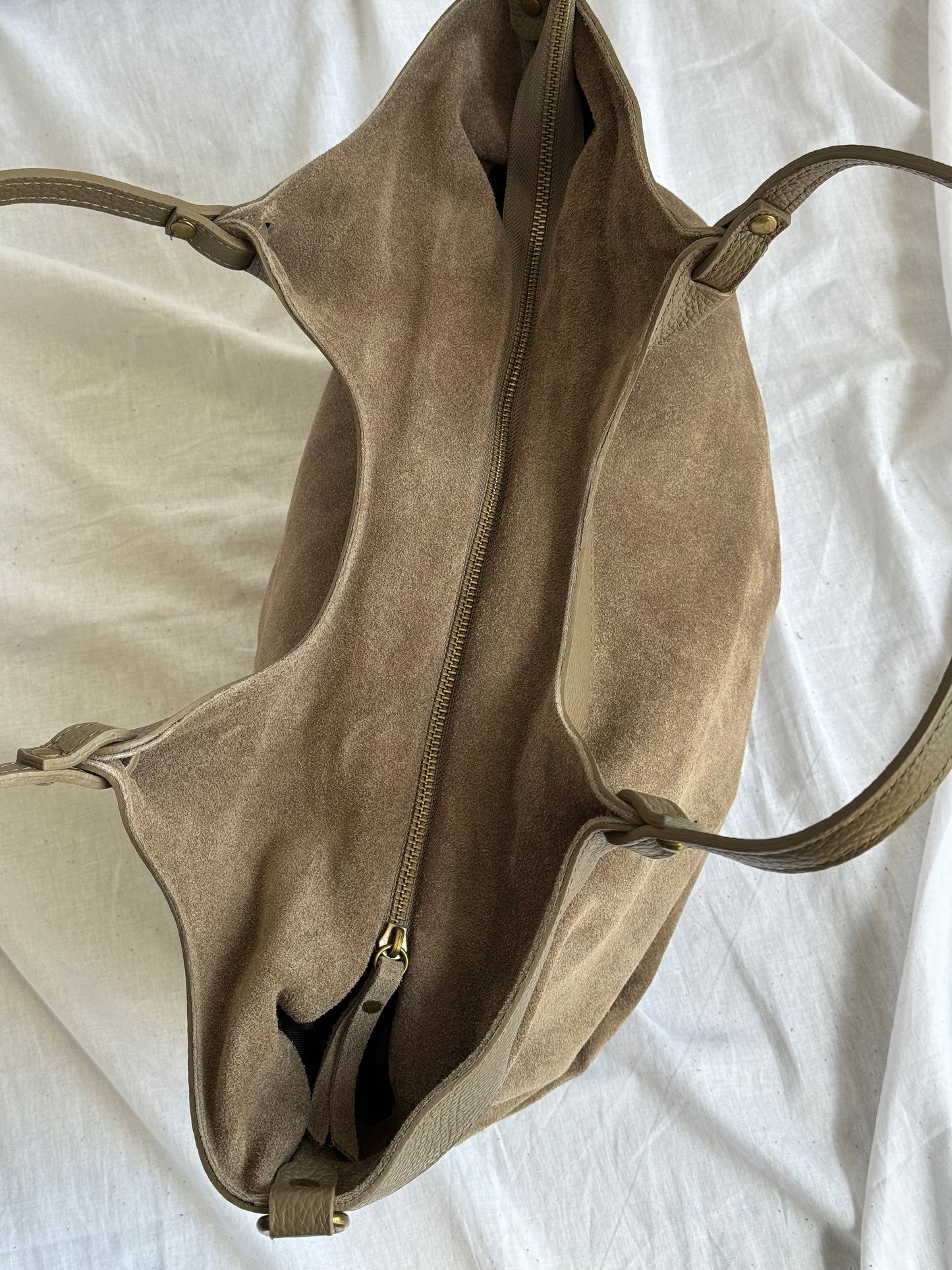 borsa in pelle scamosciata