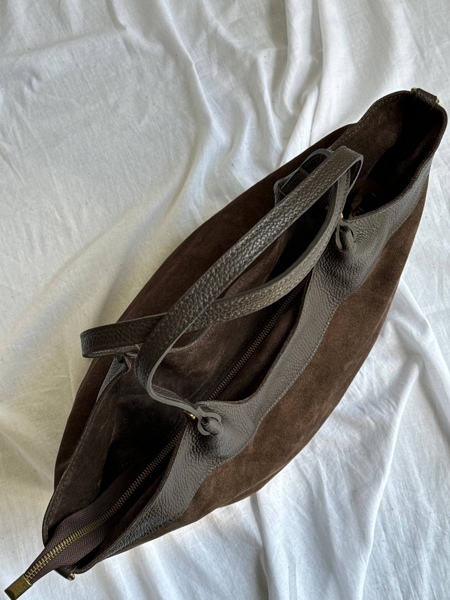 borsa in pelle scamosciata