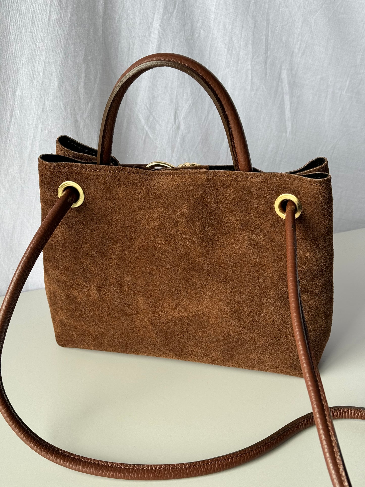 borsa in pelle scamosciata