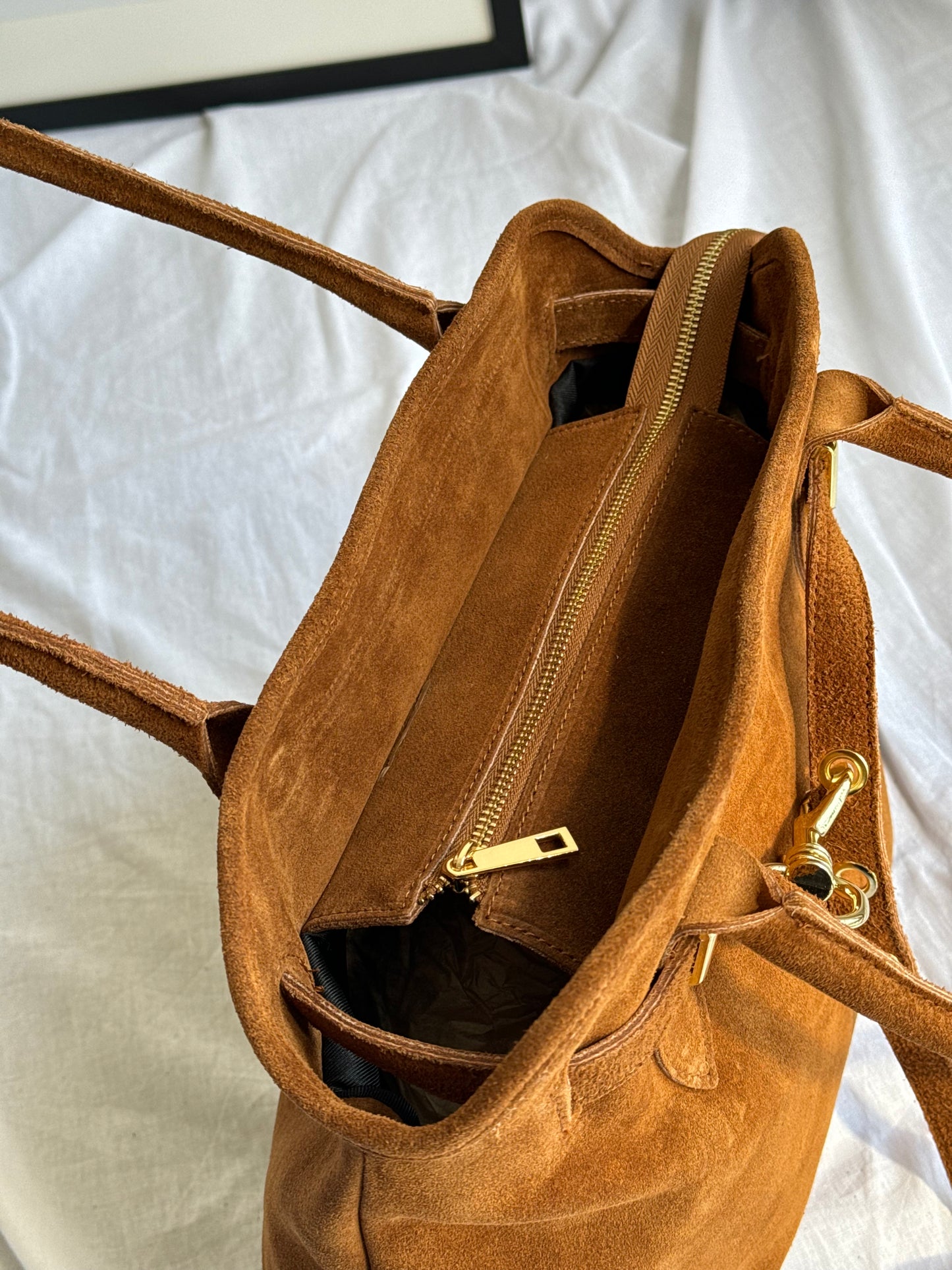 borsa in pelle scamosciata