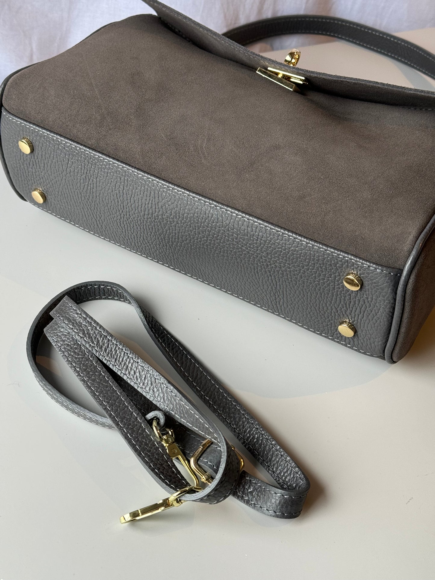 Borsa tote mini in pelle scamosciata