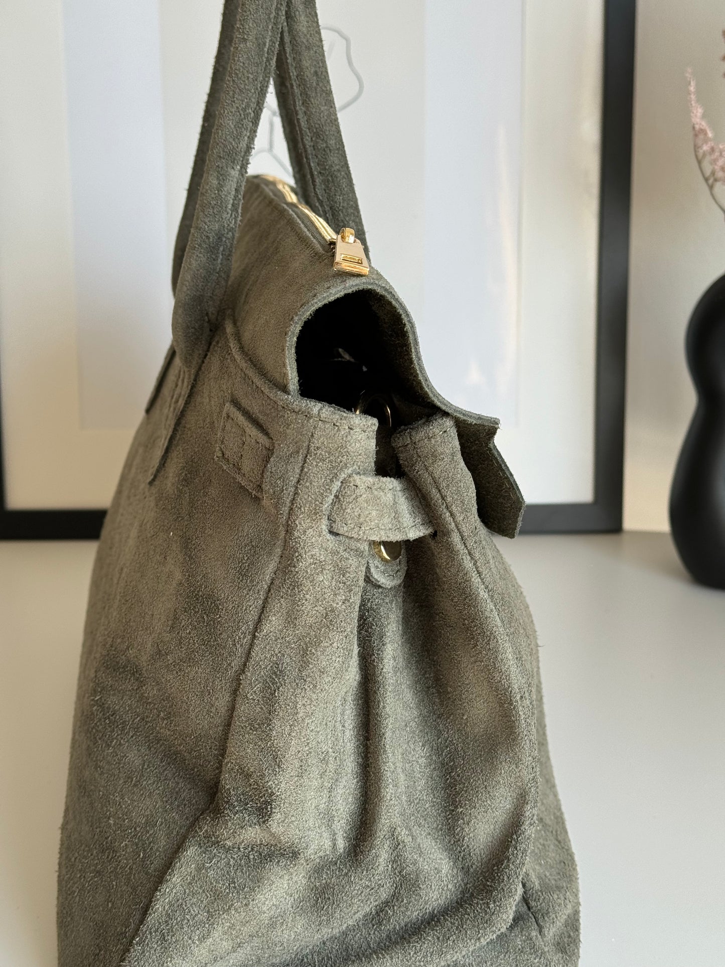 borsa in pelle scamosciata
