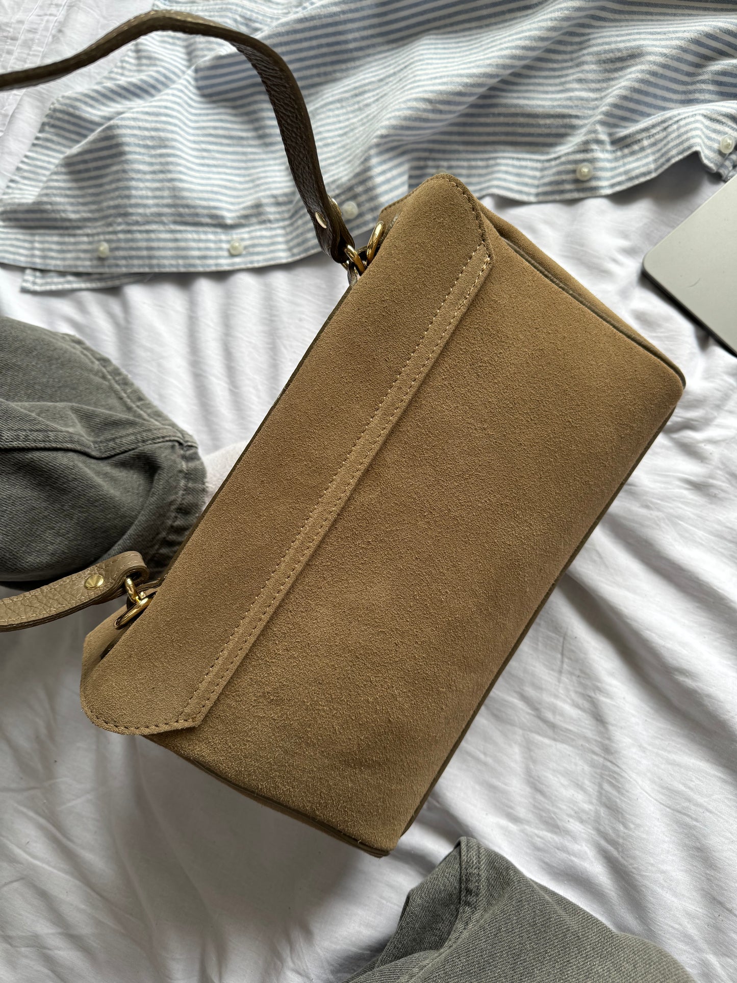 Borsa tote mini in pelle scamosciata