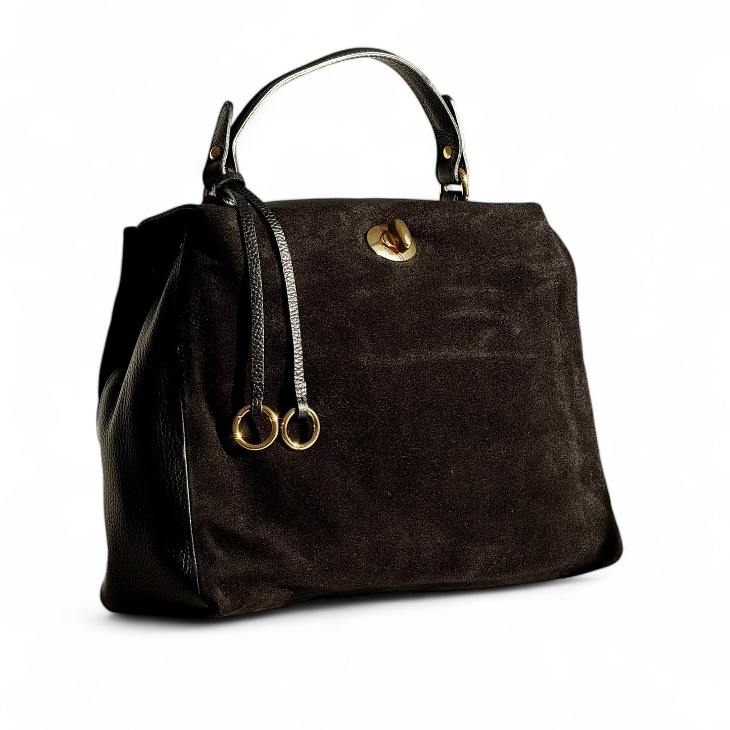borsa a tracolla in pelle scamosciata
