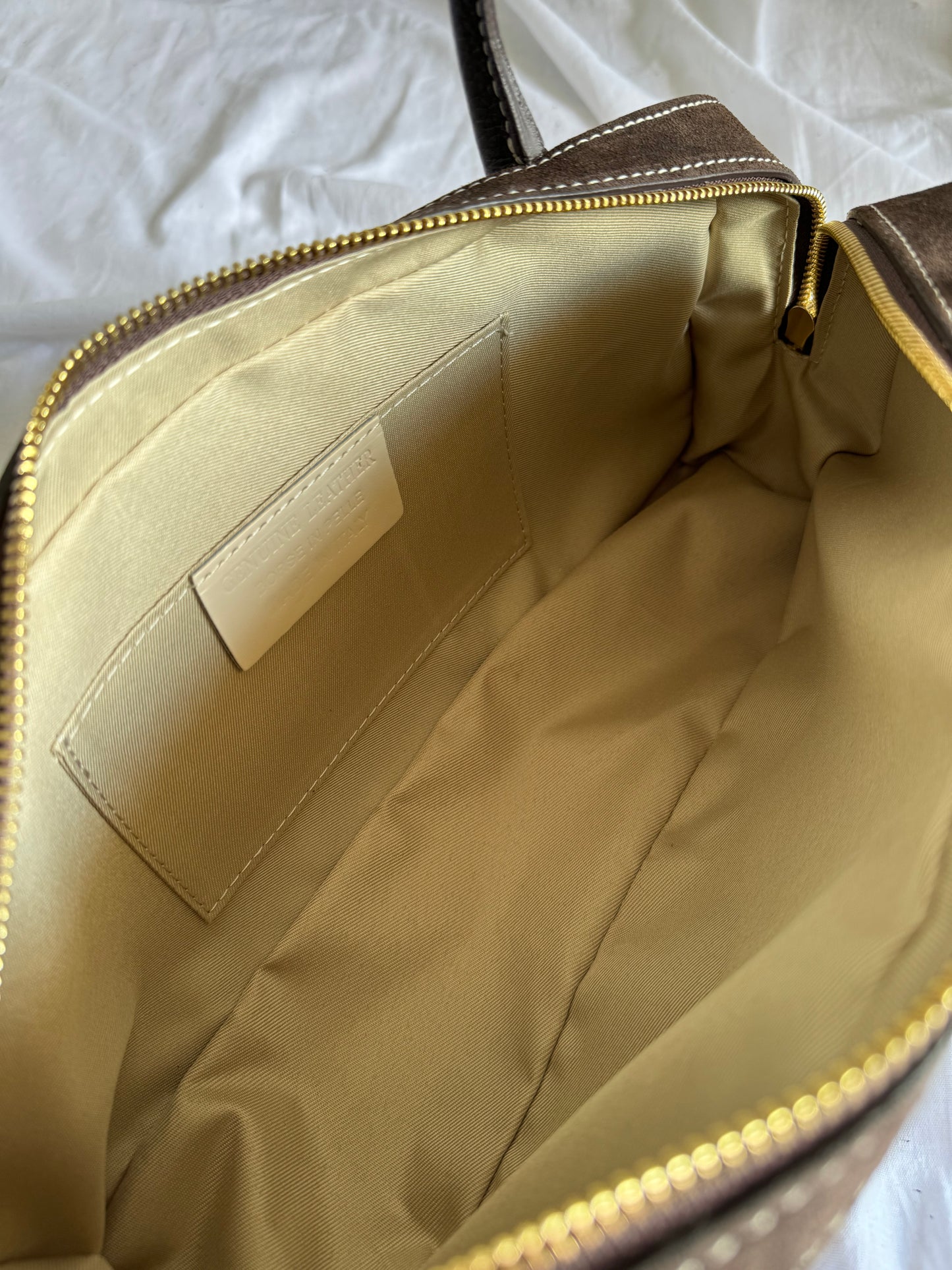 borsa baguette in pelle scamosciata