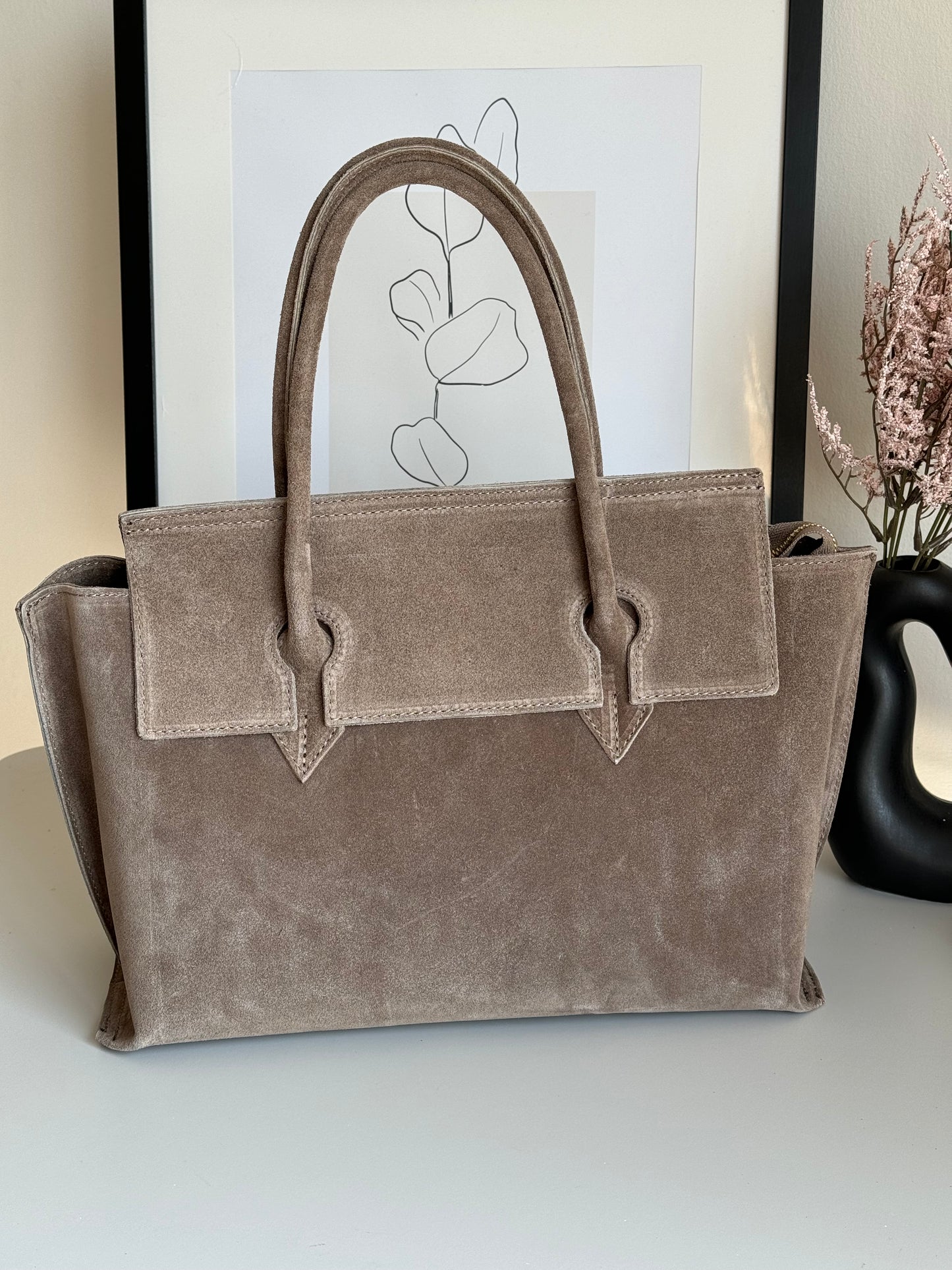 borsa in pelle scamosciata
