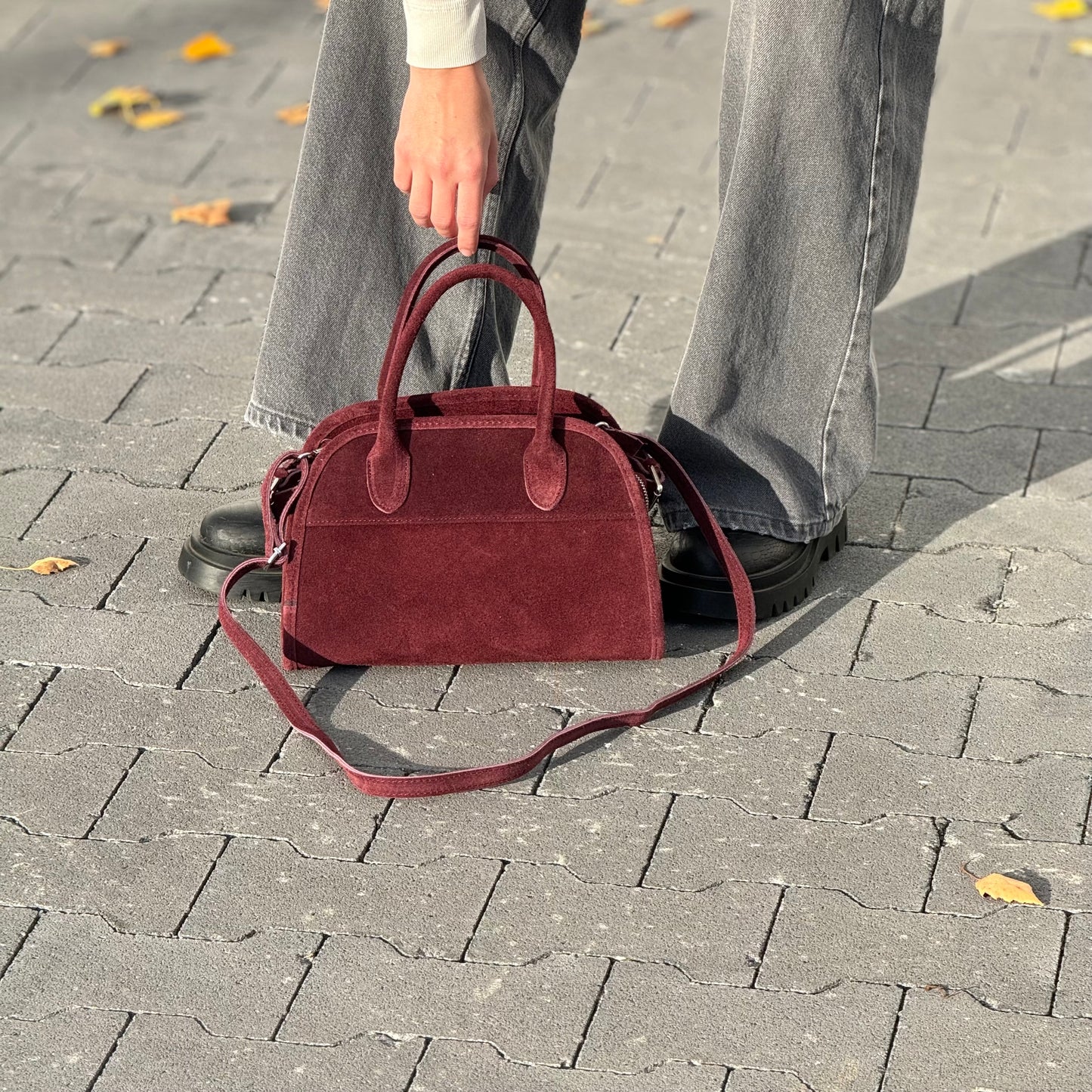 Borsa tote mini in pelle scamosciata