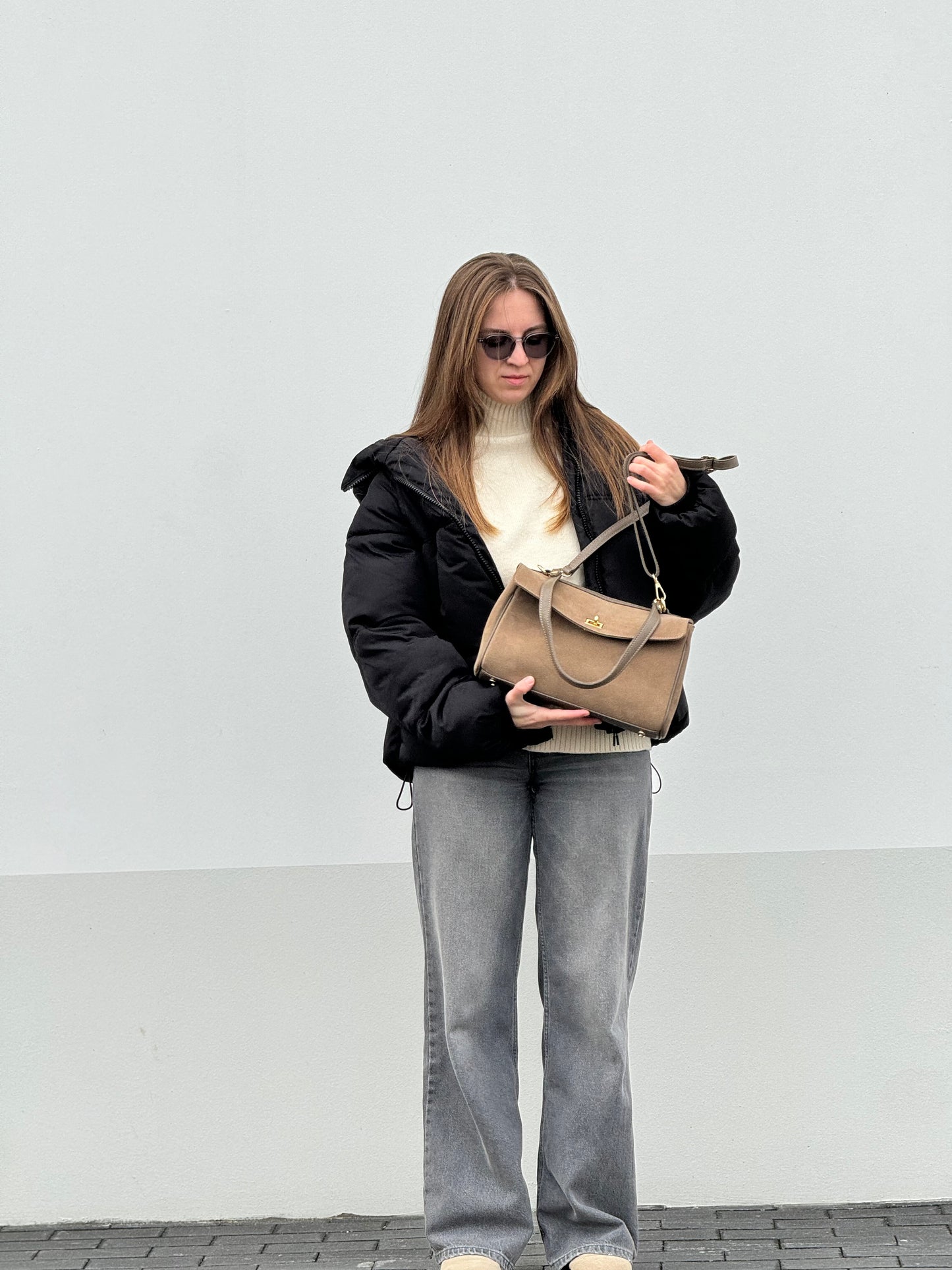 Borsa tote mini in pelle scamosciata