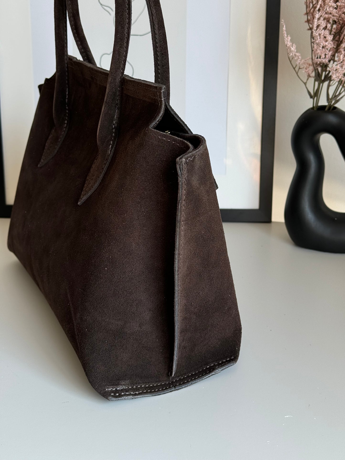 borsa in pelle scamosciata