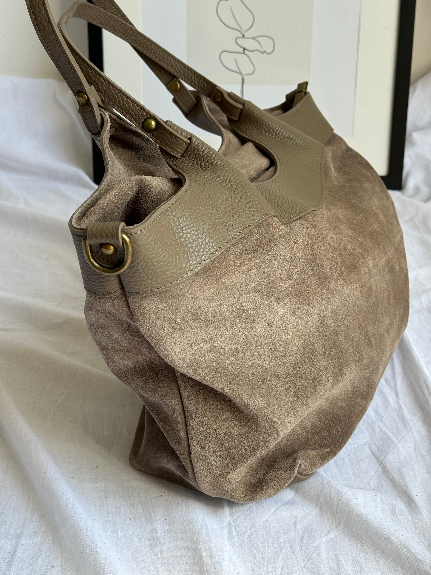 borsa in pelle scamosciata