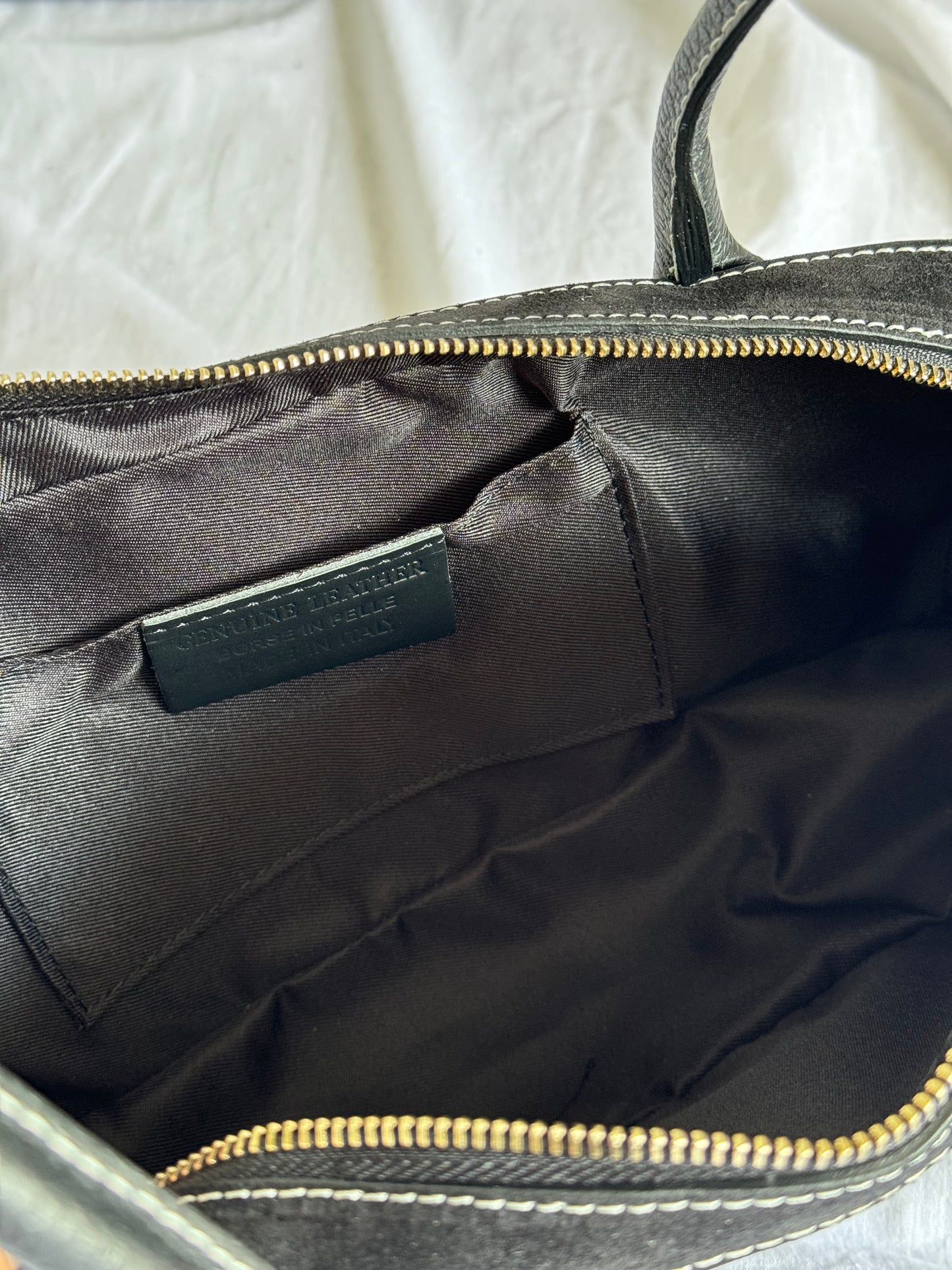 borsa baguette in pelle scamosciata