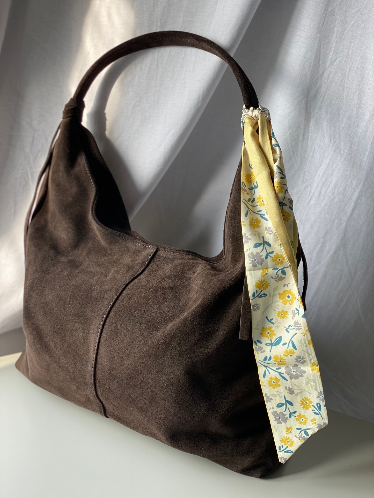 Borsa hobo in pelle scamosciata