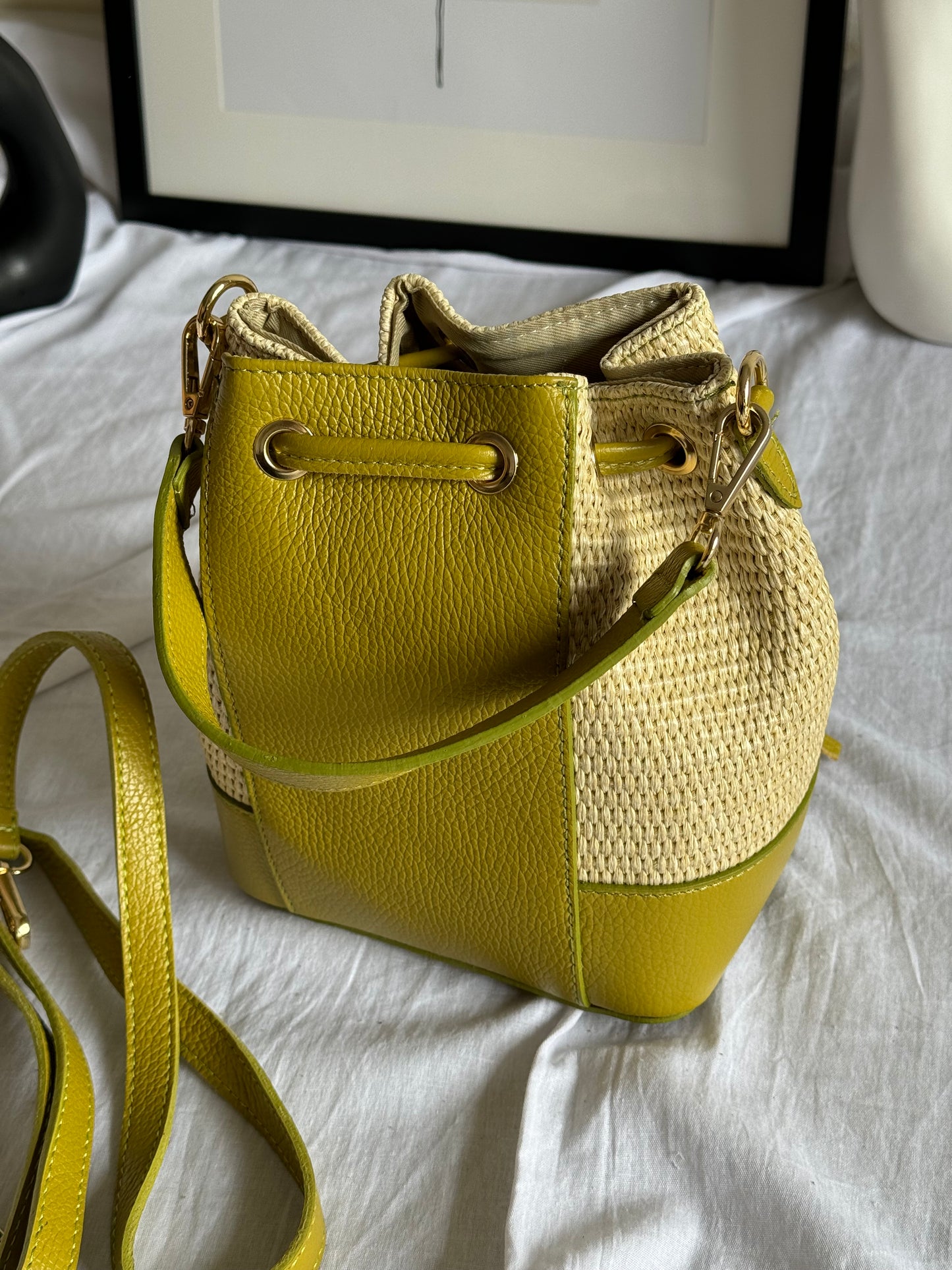 Borsa secchiello in rafia