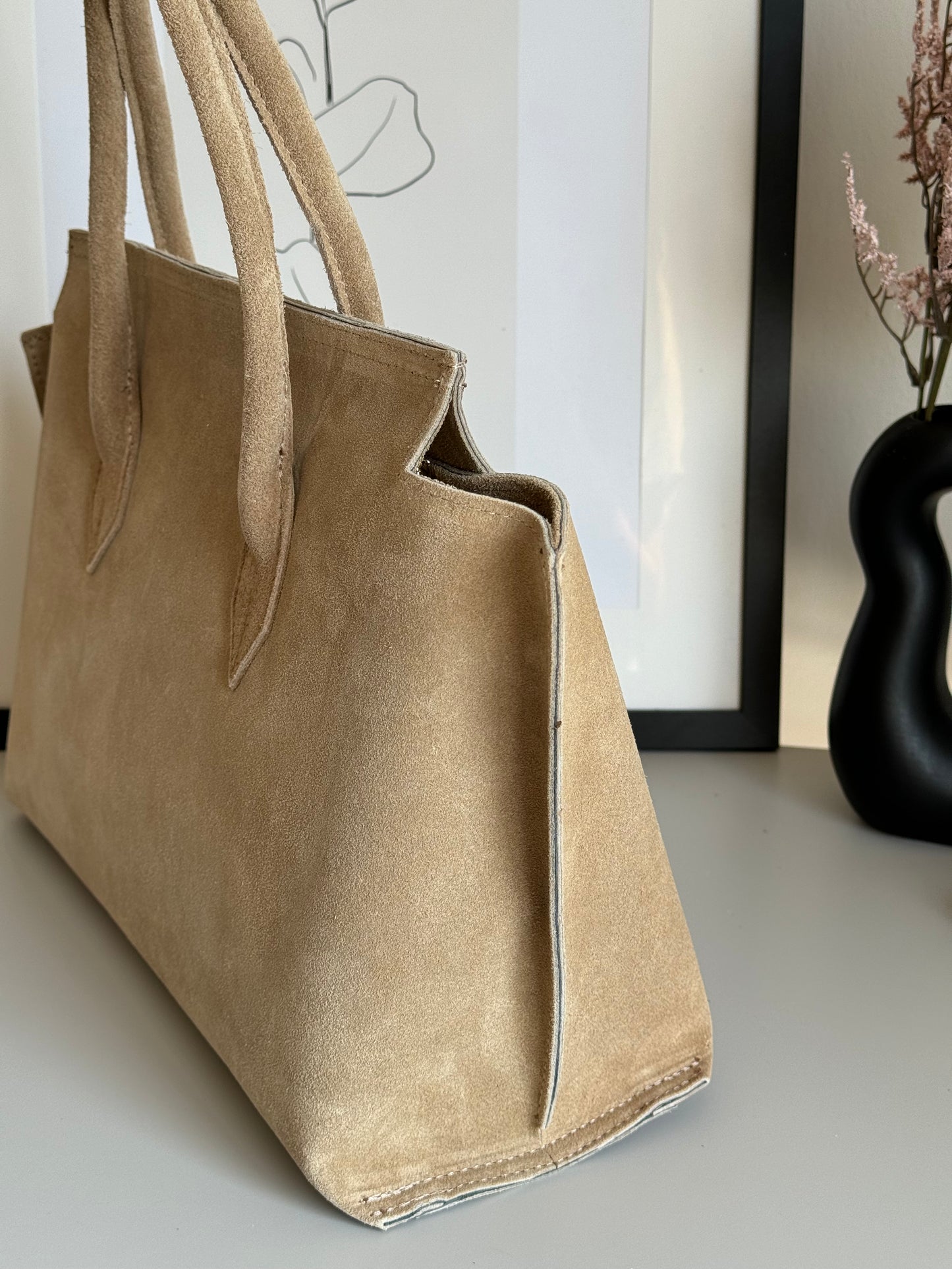 borsa in pelle scamosciata