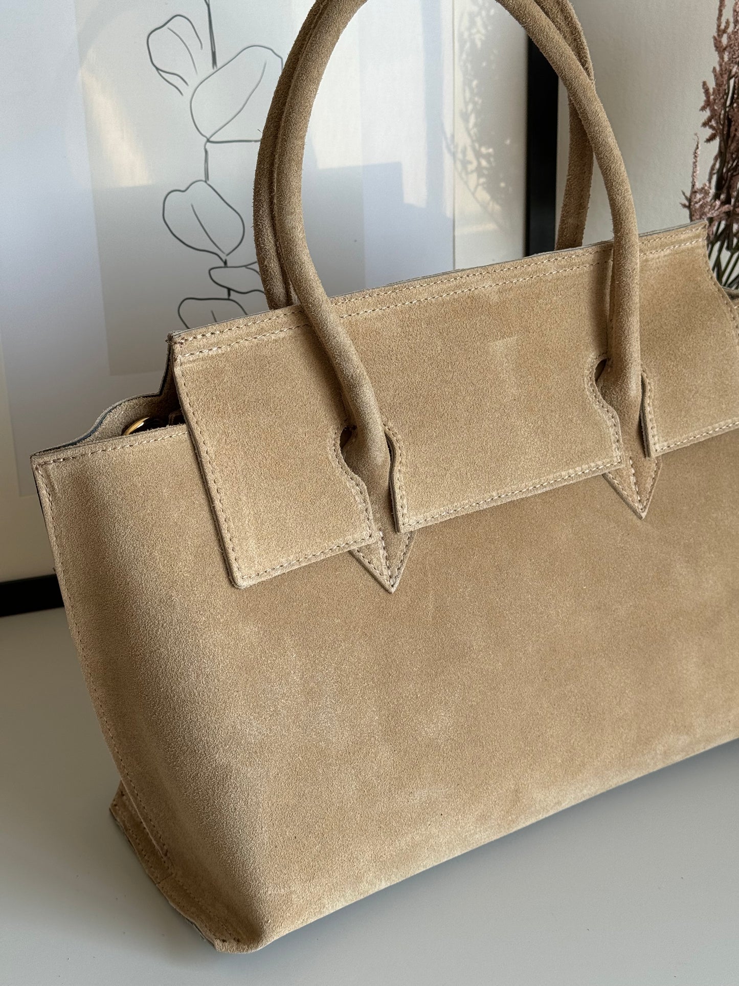 borsa in pelle scamosciata