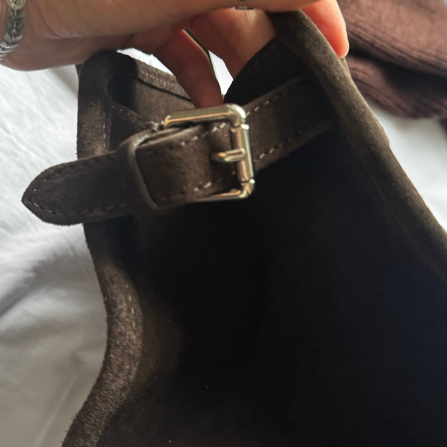 Borsa tote mini in pelle scamosciata