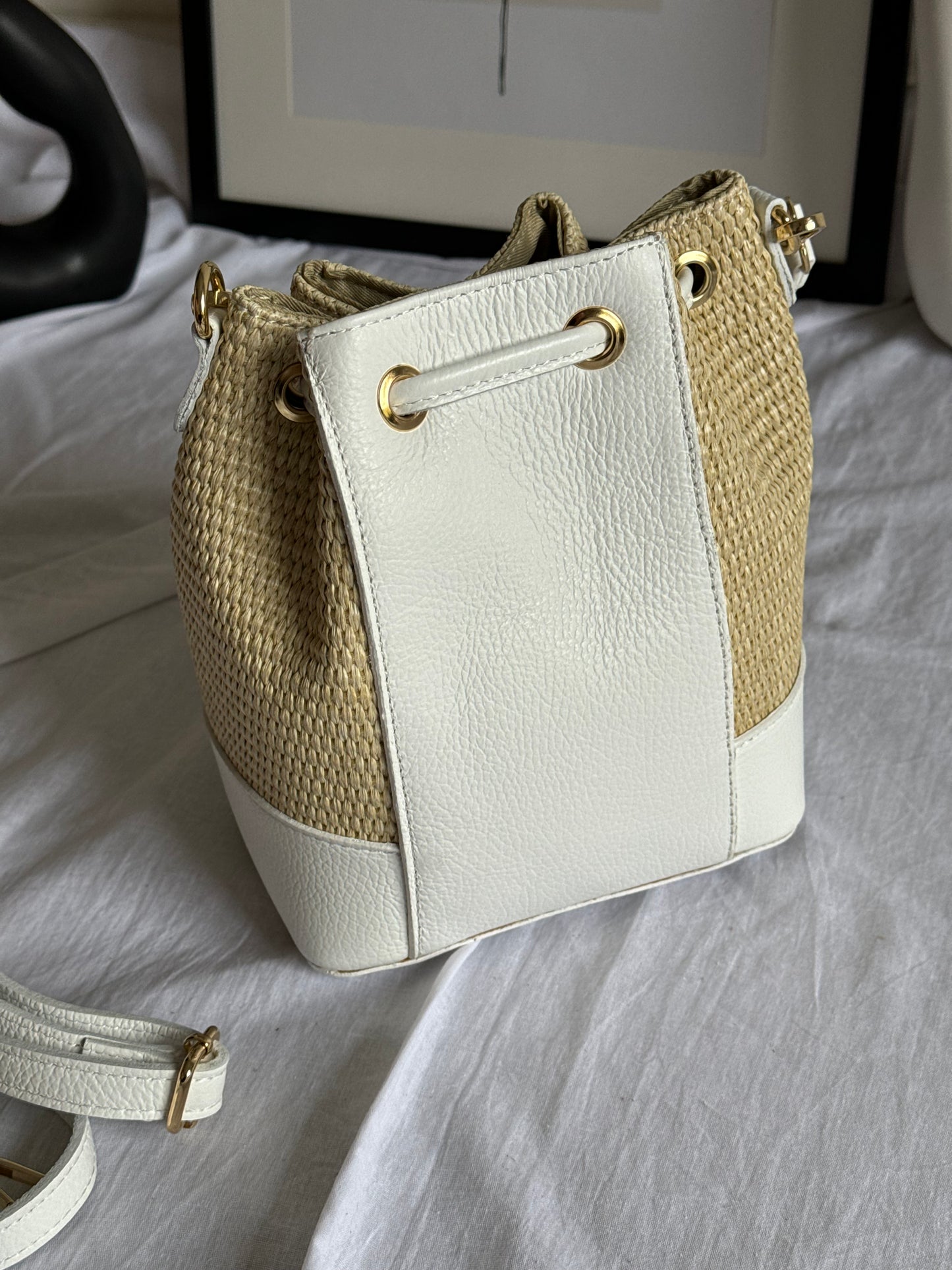 Borsa secchiello in rafia