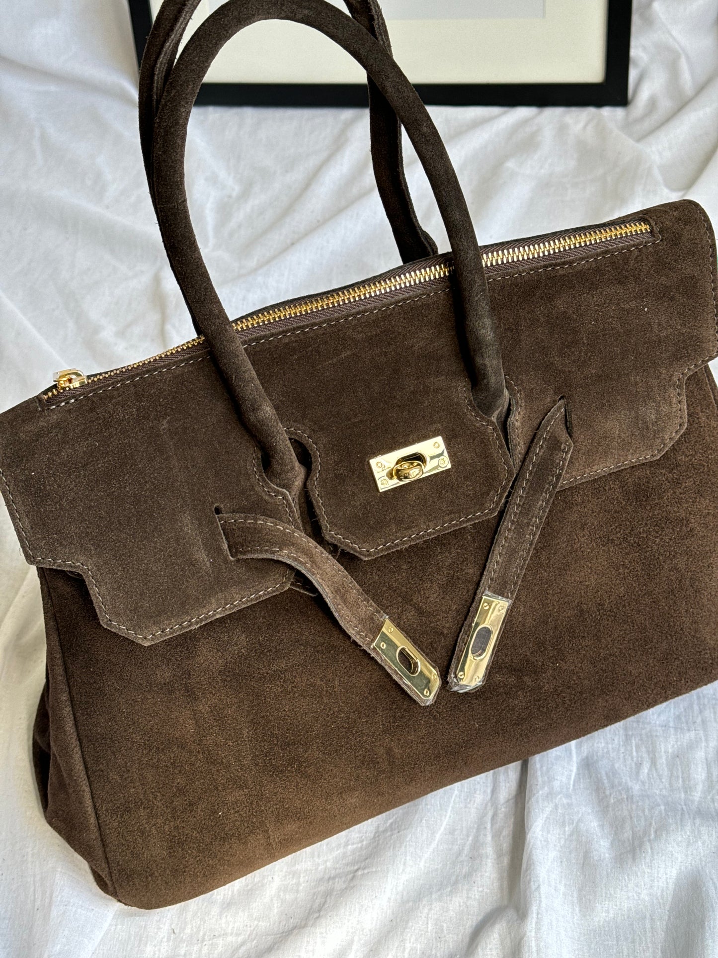 borsa in pelle scamosciata