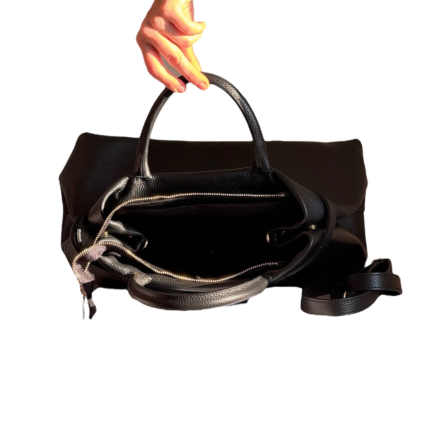 borsa con manico e tracolla