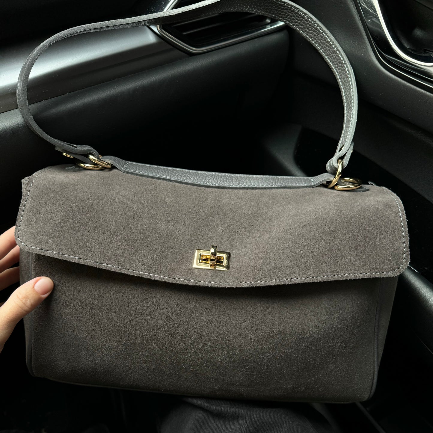 Borsa tote mini in pelle scamosciata