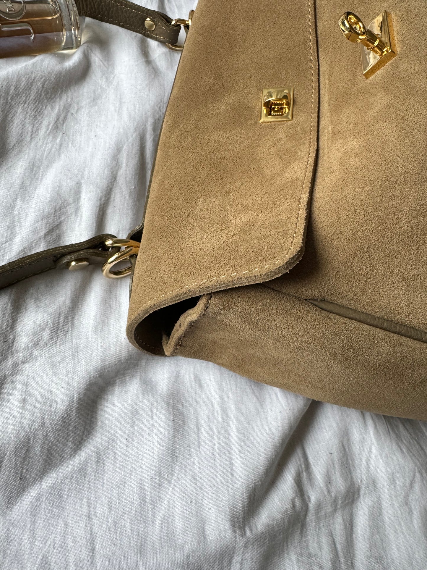 Borsa tote mini in pelle scamosciata