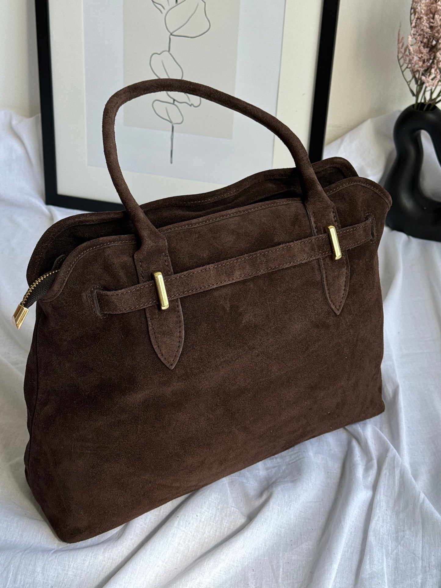 borsa in pelle scamosciata