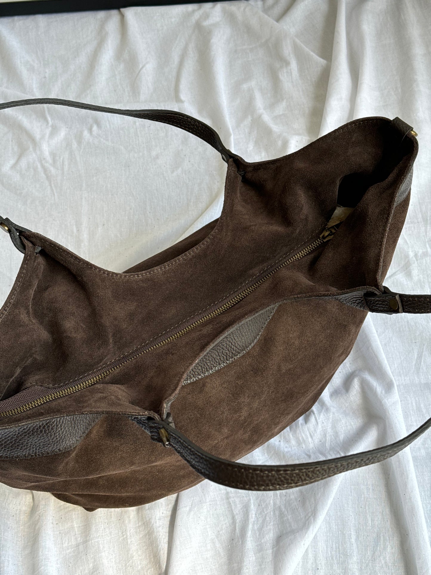 borsa in pelle scamosciata